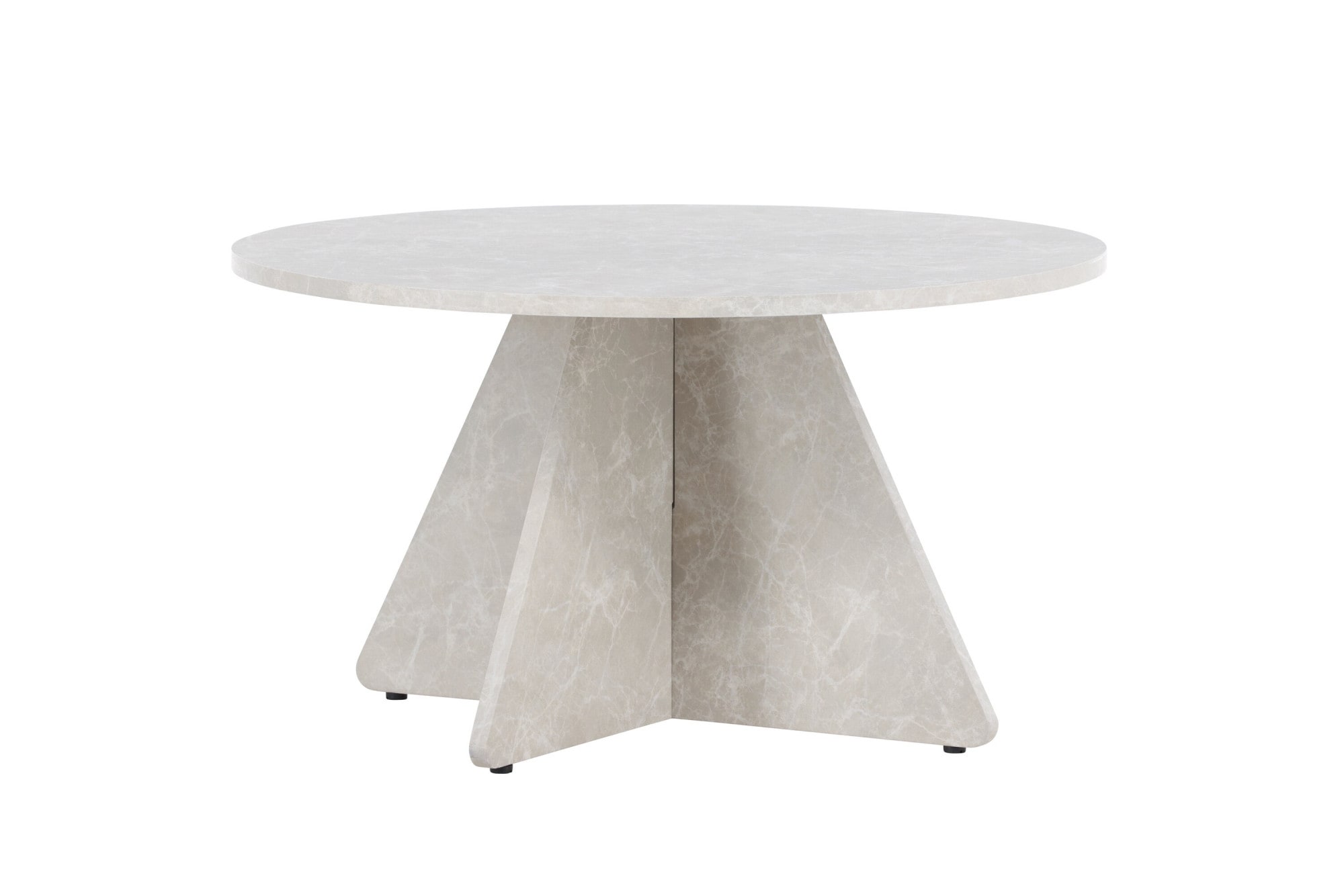 Venture Home Couchtisch »Bootcut, runder Couchtisch in eleganter Marmoroptik, Ø 80 cm« Sofatisch, MDF, 3D-Papier, rund, beige, weiche Linien