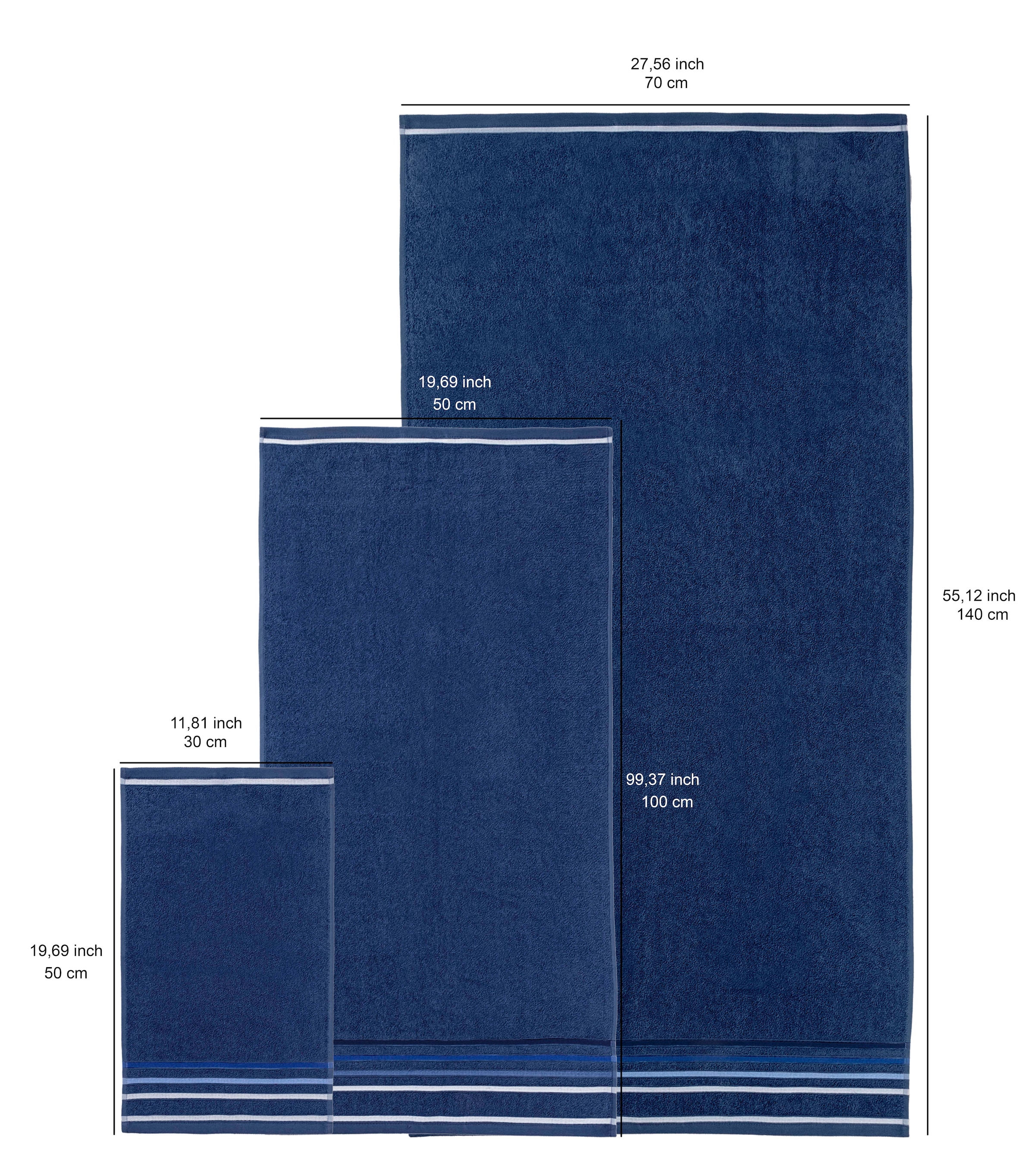 my home Set de serviettes »Niki, Duschtuch, Handtücher und Gästetücher« Set Frottee en feutre Handtücher mit mehrfarbiger Streifenbordüre, weich, aus 100% Baumwolle