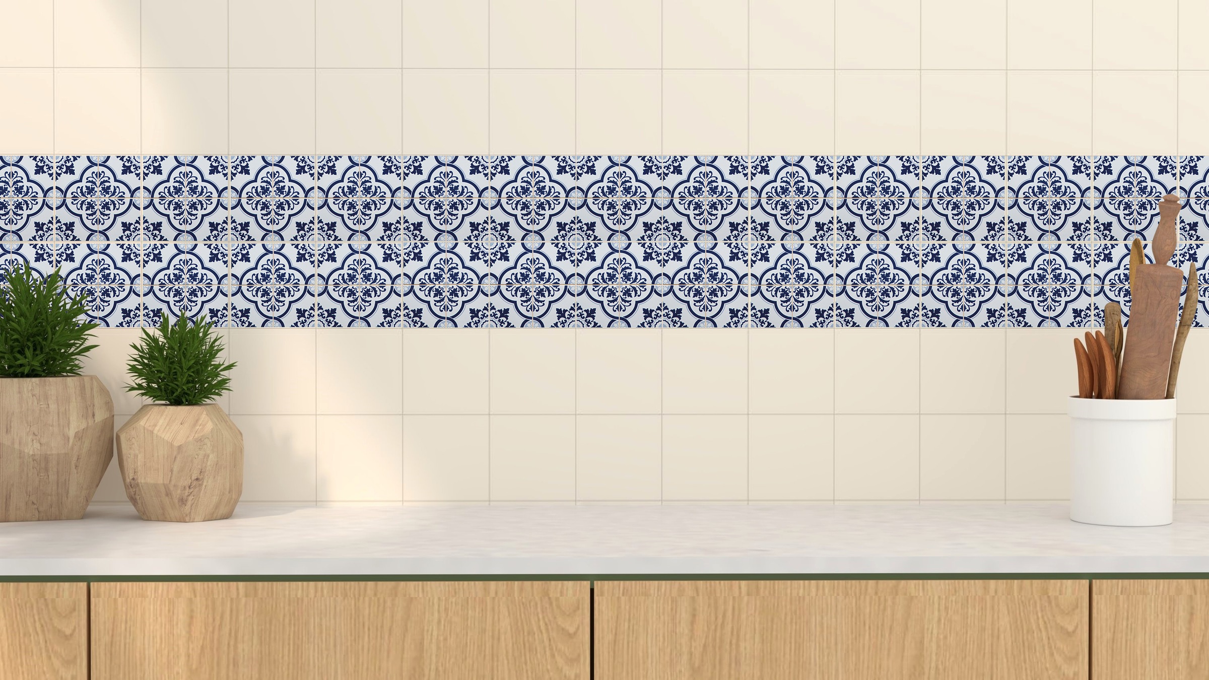 Home affaire Autocollants pour carrelage »blaue Ornamente« Stickerfliesen, selbstklebend, Sticker, 12er Set