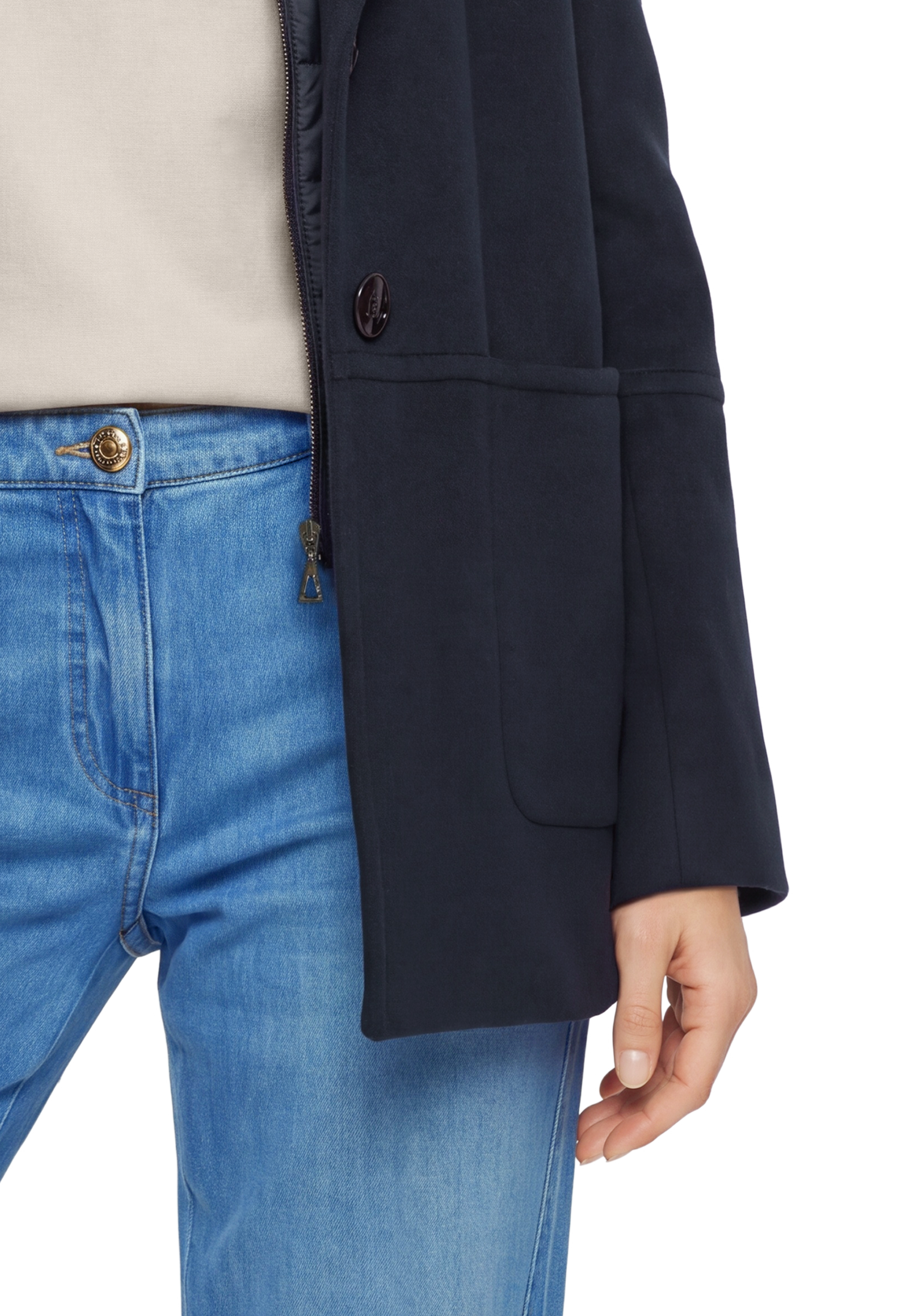 Gil Bret Wolljacke mit Kapuze mit Reverskragen und Steppkapuze