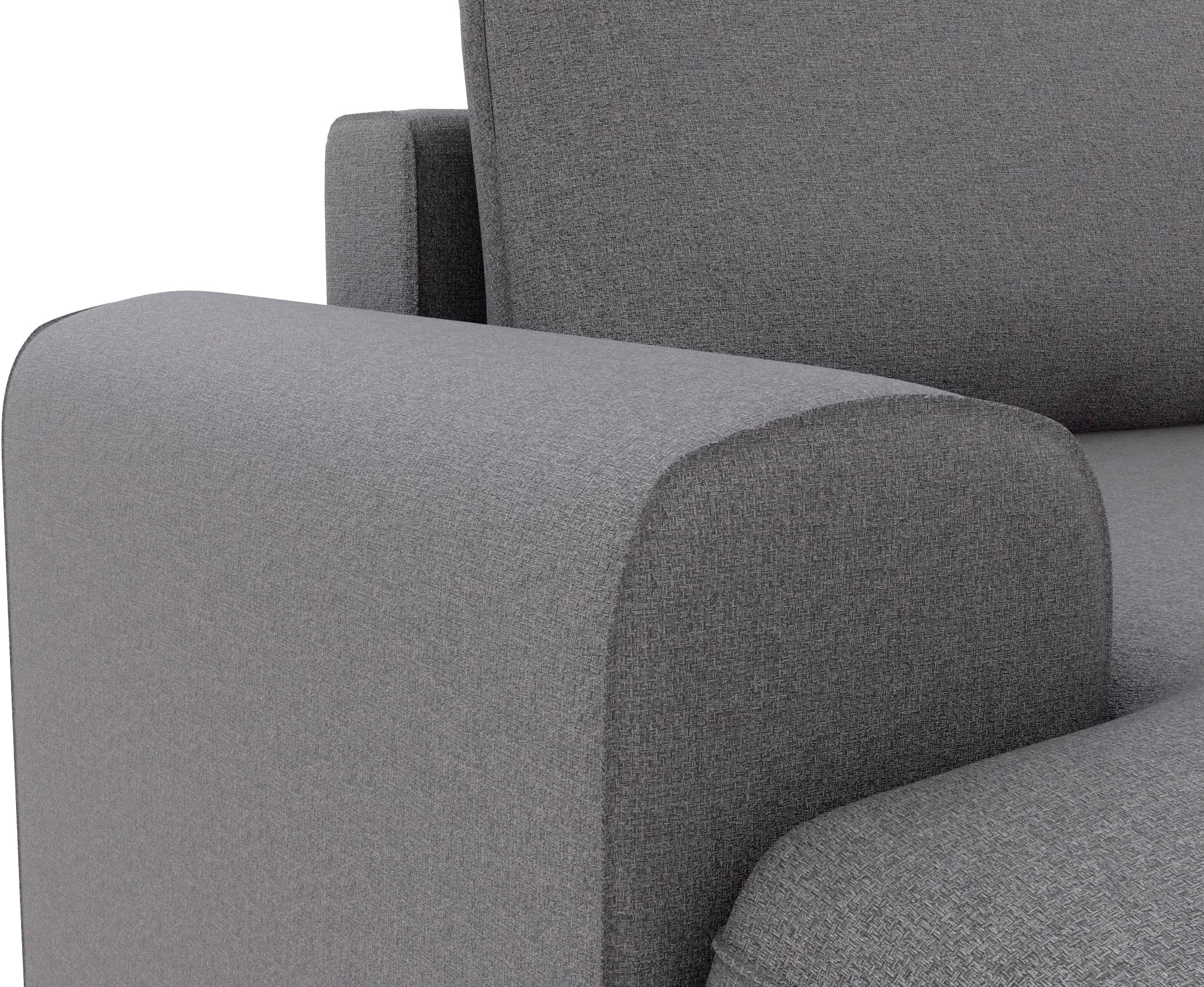 TRENDMANUFAKTUR Canapé d'angle »Fordon, Schlafsofa mit Bettkasten, Couch in L-Form, Breite 250 cm« en structure LUMOS, effet 3D, anthracite, méridienne droite