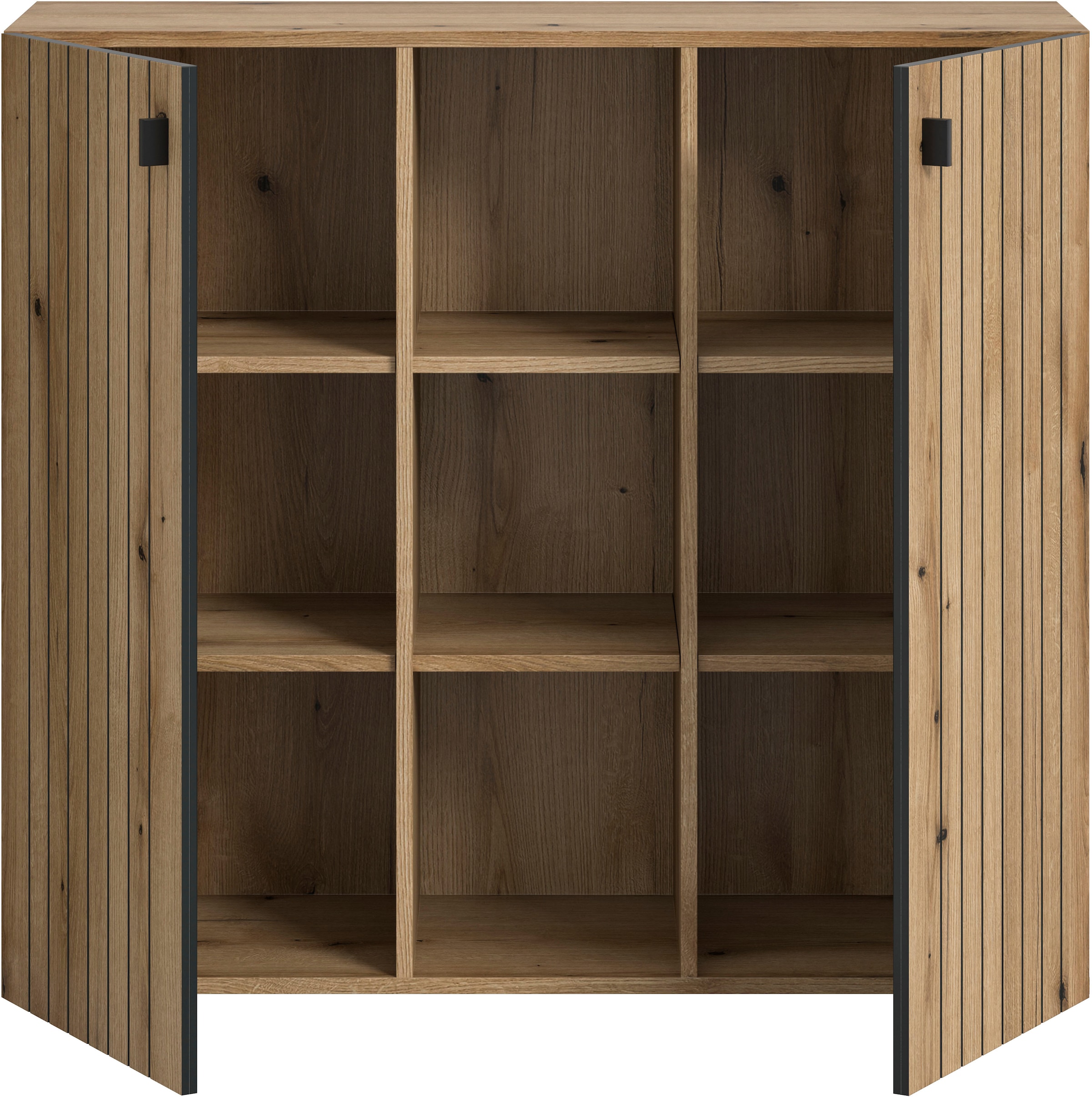 Home affaire Armoire à chaussures »TATIO, Breite 106 cm, Rillenoptik, offene Fächer, 2 Türen« 1 cuis tlg. Schuhschrank, Schuhkommode, Flurkommode, Kommode