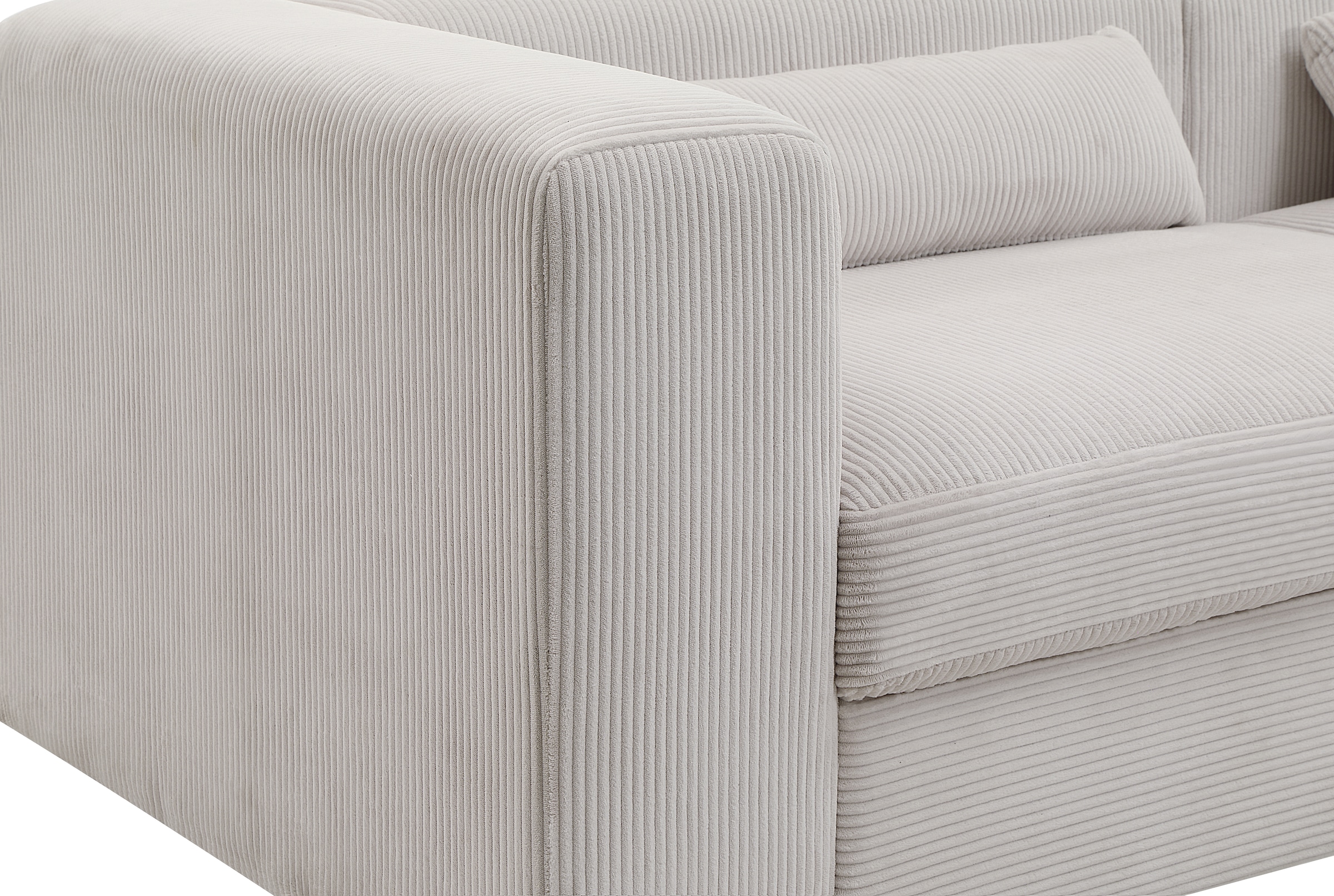 ATLANTIC home collection Ecksofa »Uno, L-Form, Breite: 307cm« beidseitig montierbarem Longchair,mit Taschenfederkern, in Cord