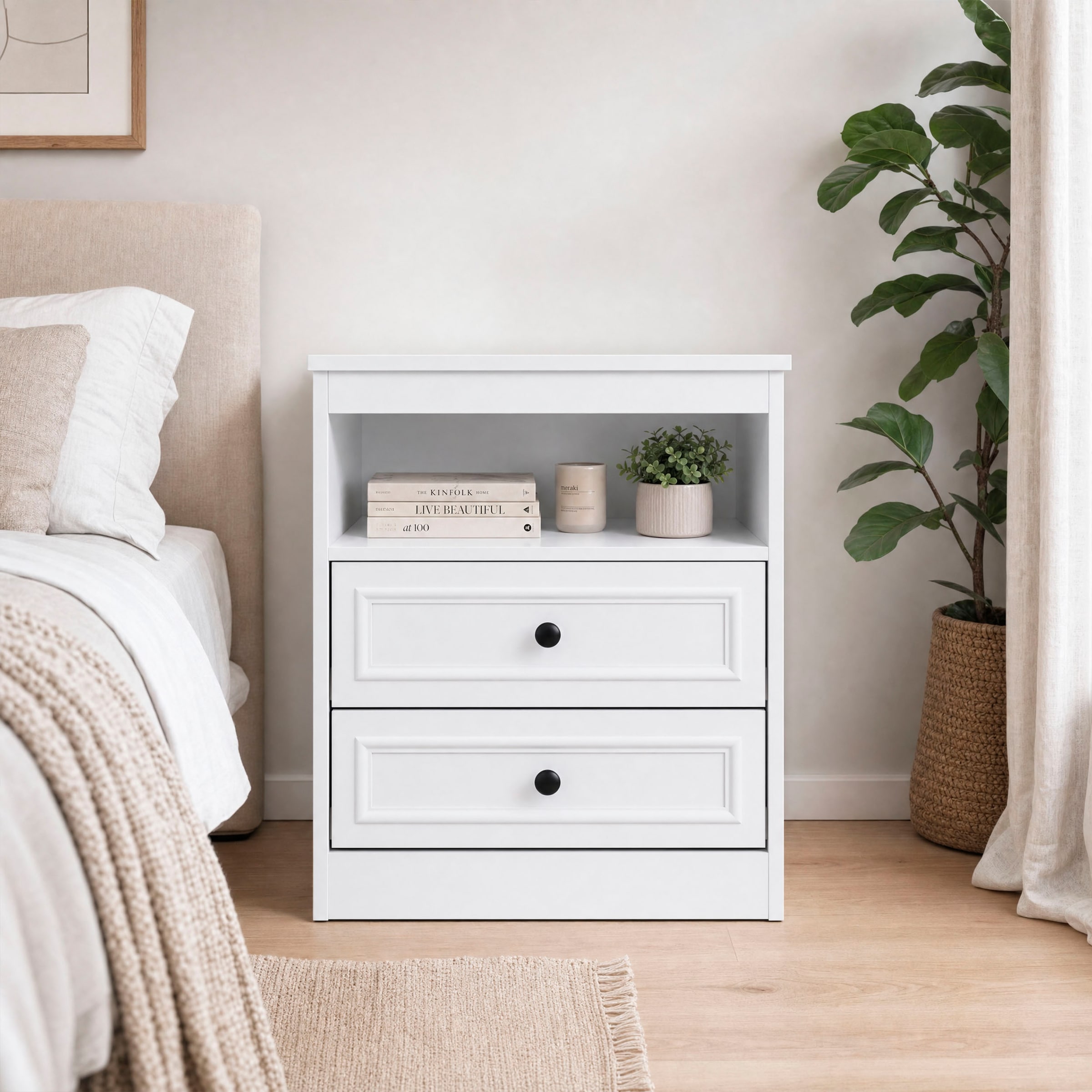 GOODproduct Nachttisch »Arrian, 2er-Set, Landhausstil, 2 Schubladen & Ablagefach, weiss« Set, 2 Stk. tlg.