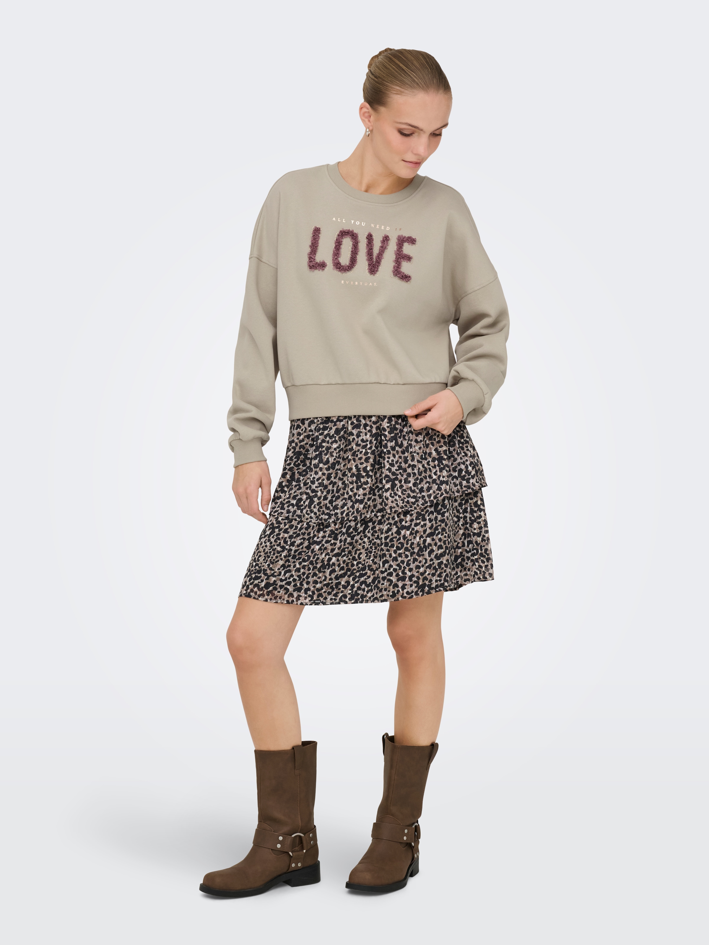 ONLY Sweater »ONLKIARA L/S O-NECK CHIFFON MIX SWT«
