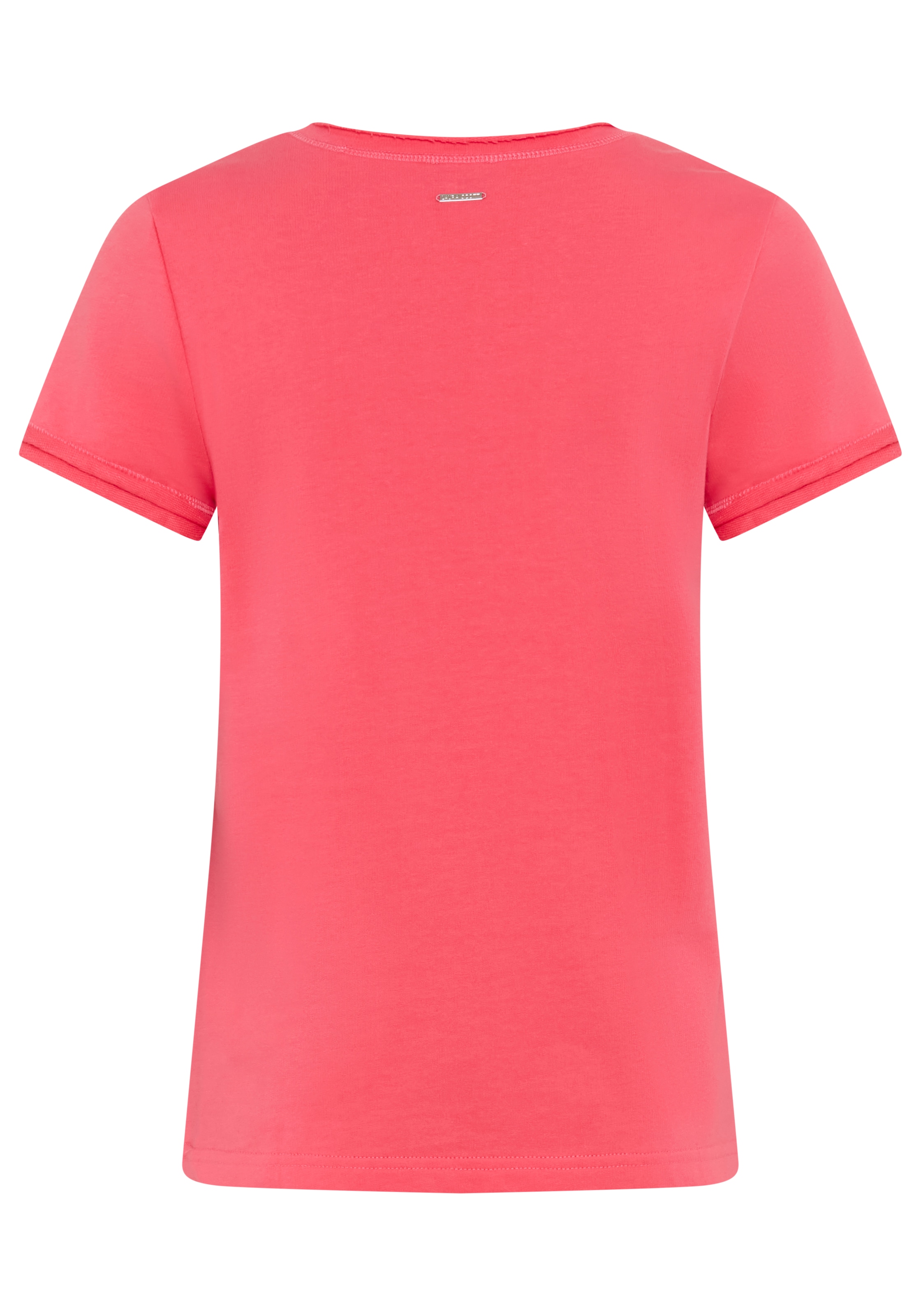 Laura Scott T-Shirt mit V-Ausschnitt und geschnittener Kante, erhabener Frontprint