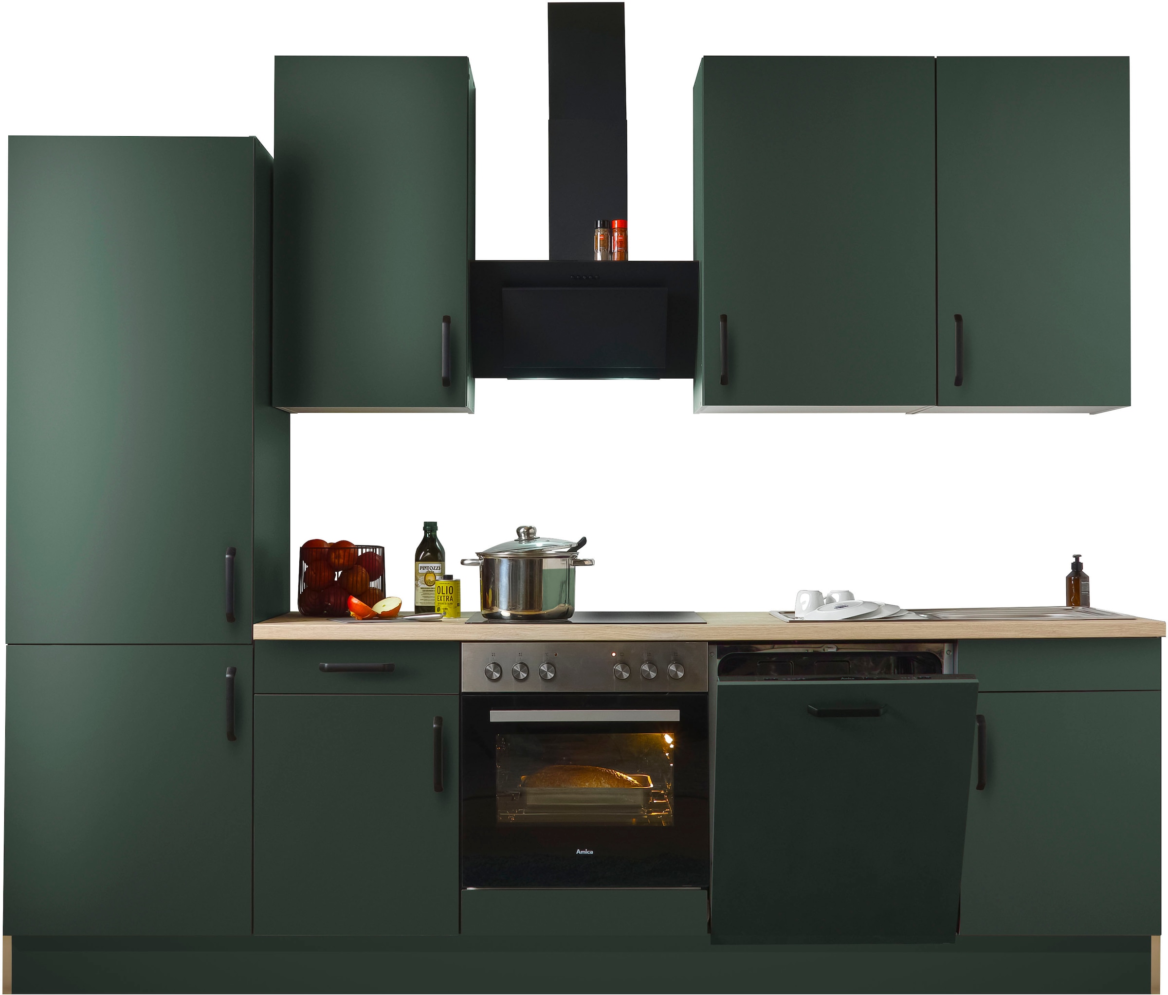 wiho Küchen Küchenzeile »"Simi", mit verstellbaren Füssen, Breite 280 cm,« wahlweise mit E-Geräten, Soft-Close-Funktion in Schubkästen & Auszügen