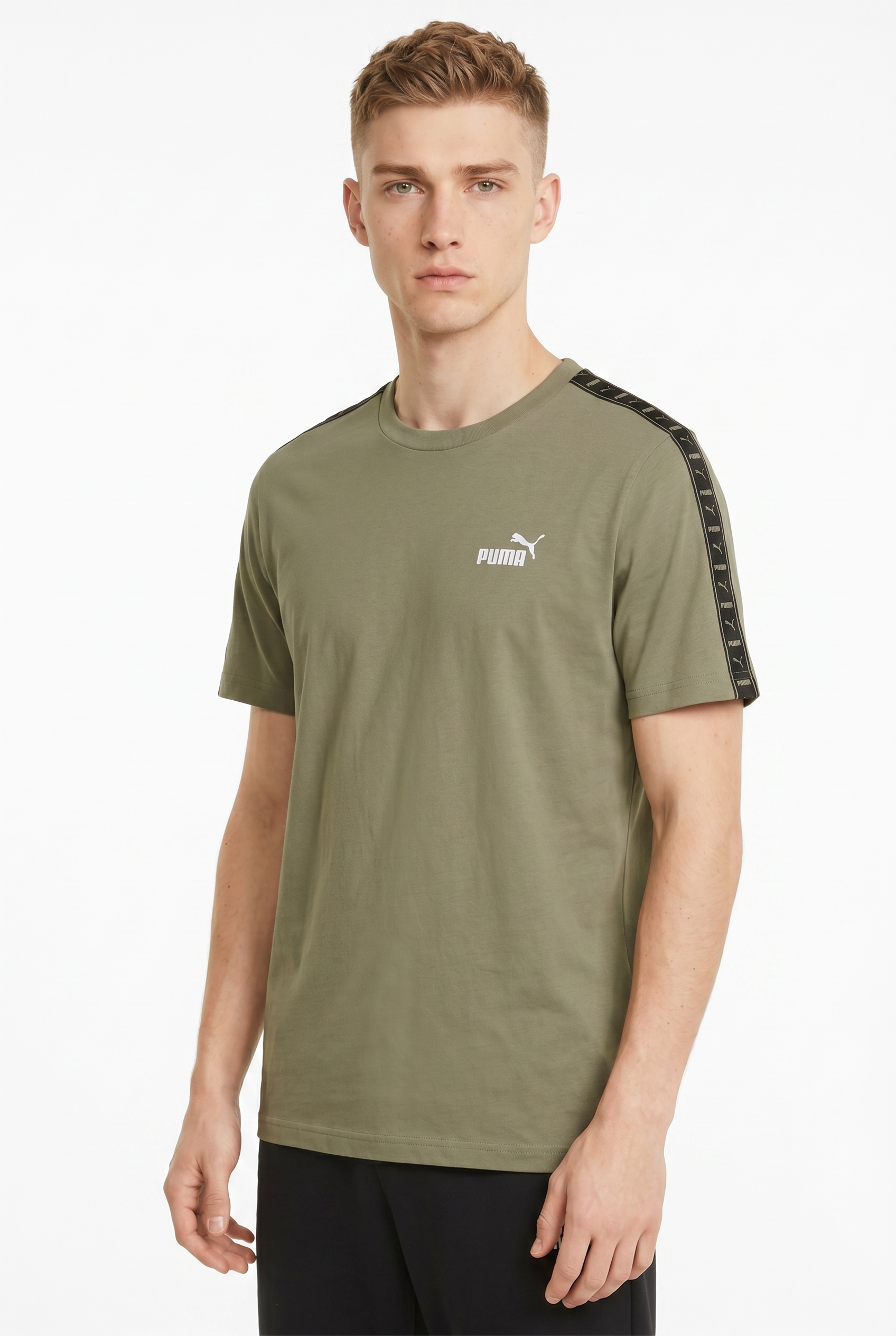 PUMA T-shirt »ESS TAPE TEE« sportlicher Stil, Kurzarm, aus Baumwolle