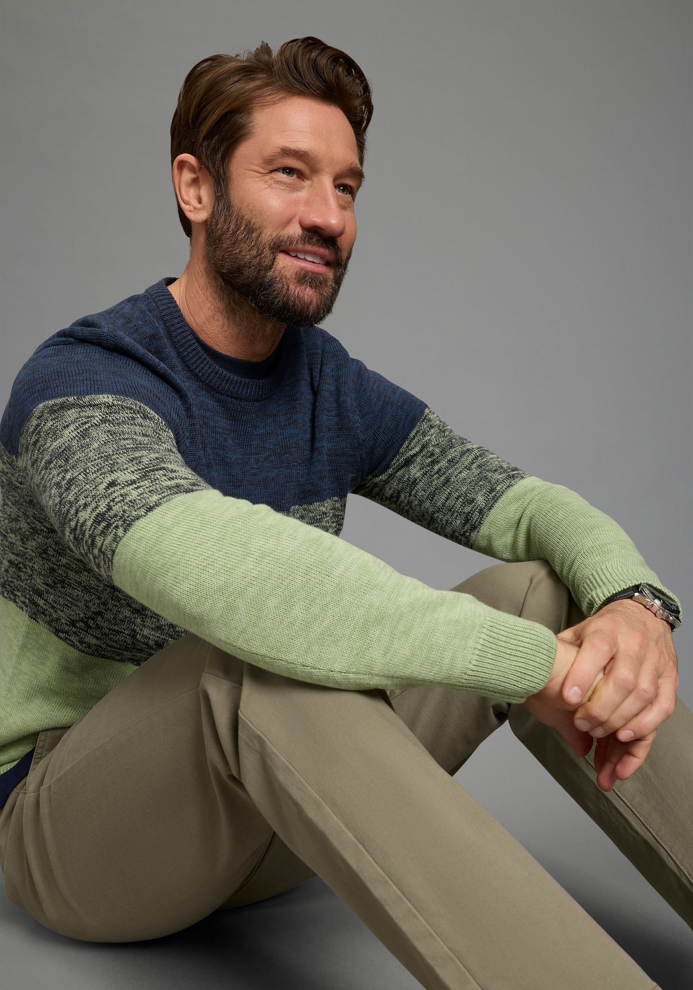 Man's World Rundhalspullover »Bis Grösse 5 XL« mehrfarbig