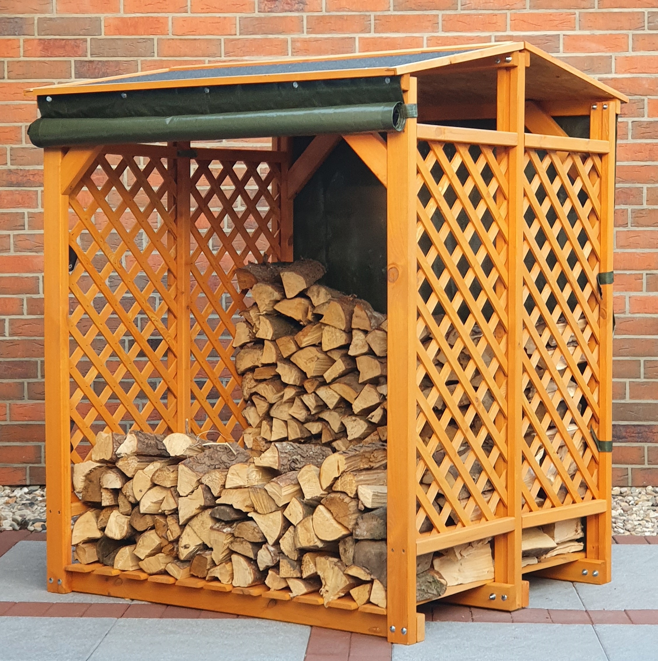 promadino Étagère pour bois de cheminée avec protection contre les intempéries