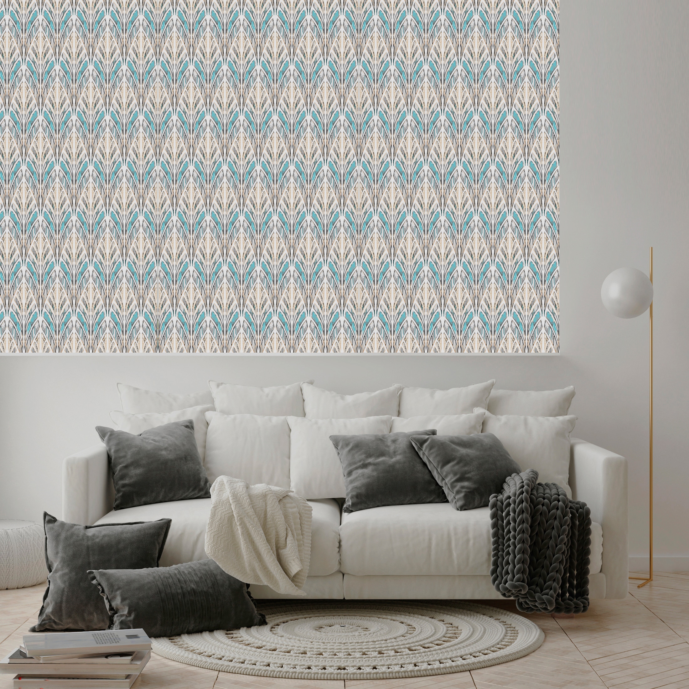 queence Vinyltapete »Belina« Farbverlauf | abstrakt | bedruckt | gemustert glatt 90x250cm, selbstklebend, kinderleichte Anbringung, , Sticker