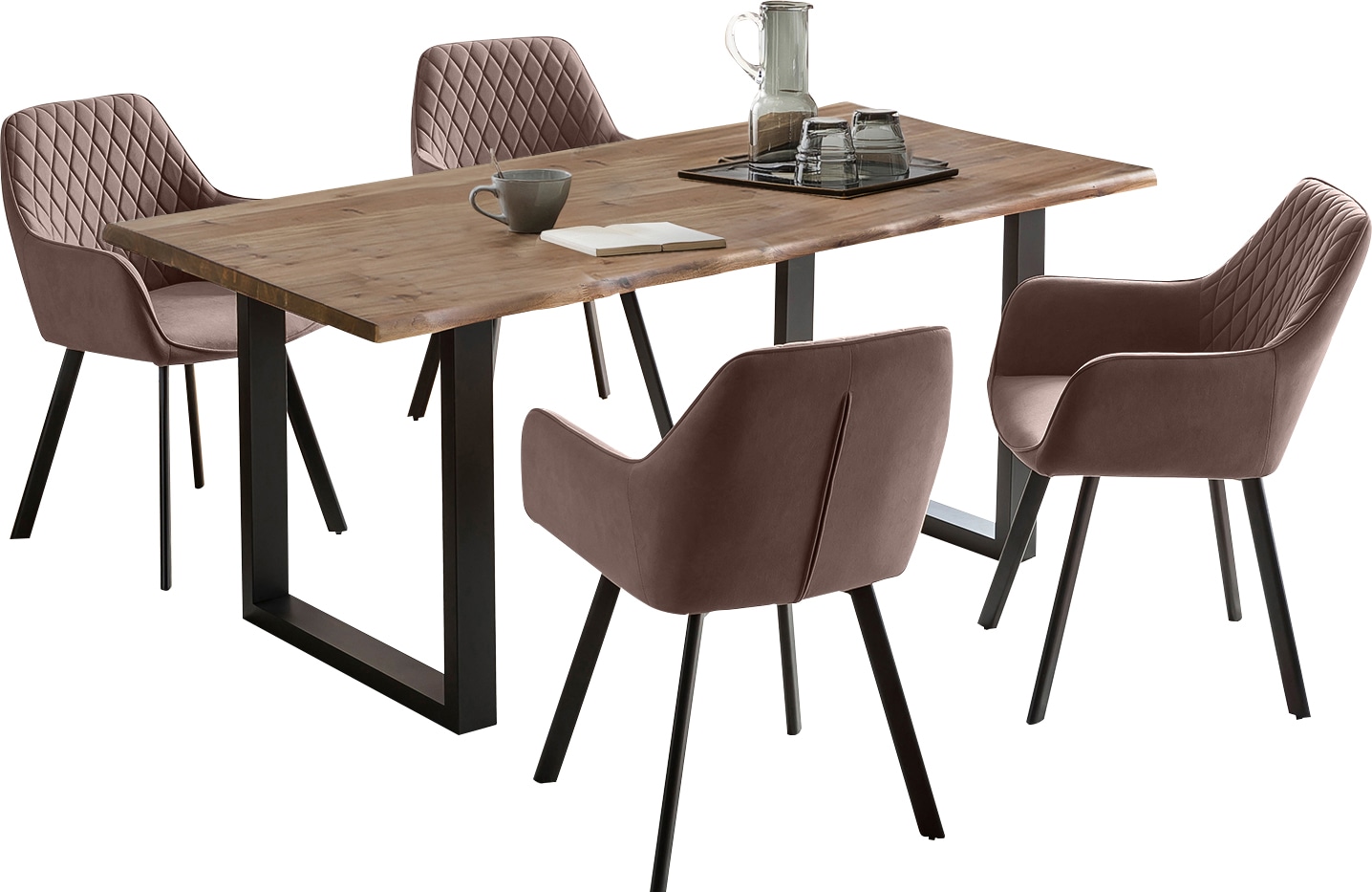 SalesFever Essgruppe »Essgruppe mit Stil« Set, 5 Stk. tlg. 5-tlg.-Set, Tischplatte mit seidenmattem OSMO Hartwachs-Öl behandelt