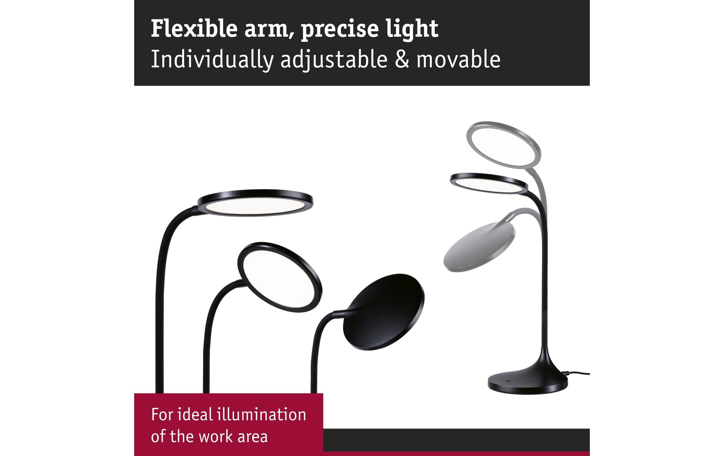 Paulmann LED Schreibtischlampe »Paulmann Schreibtischleuchte Schwarz, matt« LED-Modul warmweiss