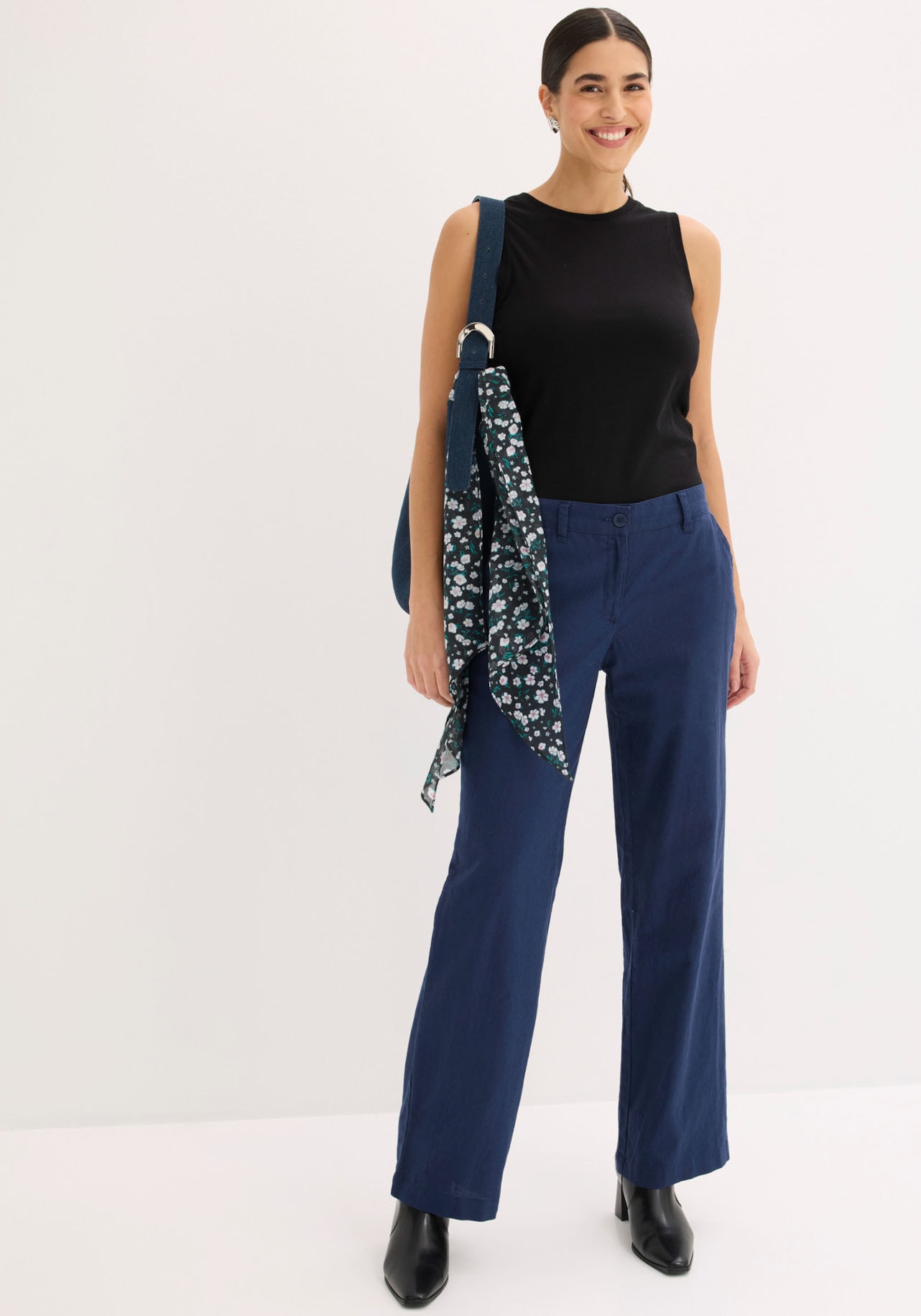 bonprix Pantalon en lin  aus Leinen-Baumwoll-Mix, Loose Fit, komfortable Leibhöhe