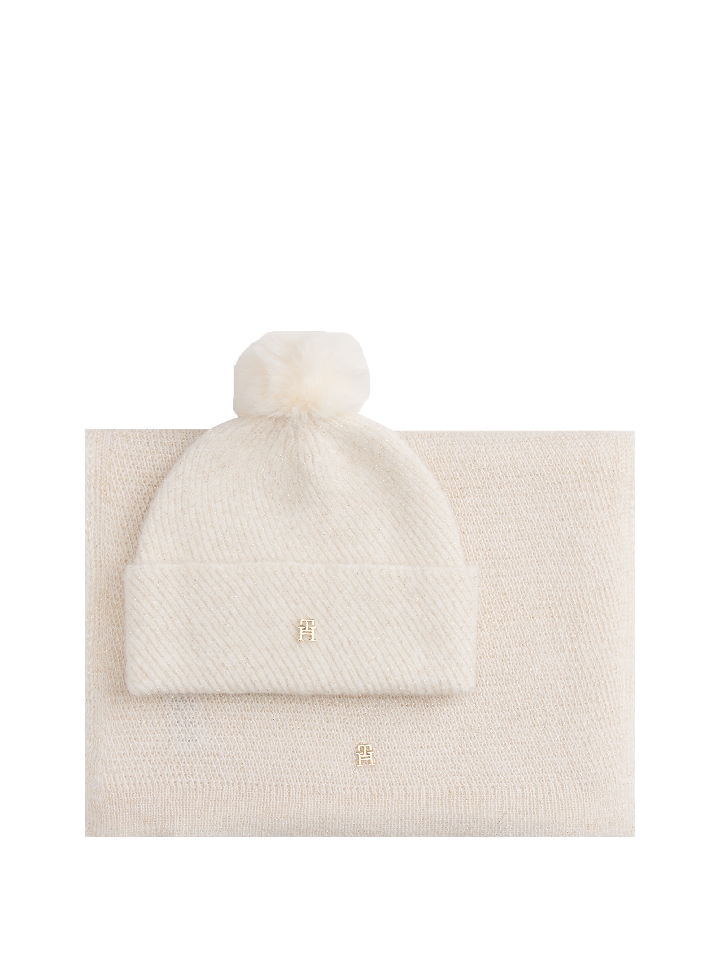 Tommy Hilfiger Beanie »POM POM LUREX« in Geschenkbox, Set aus Mütze und Schal
