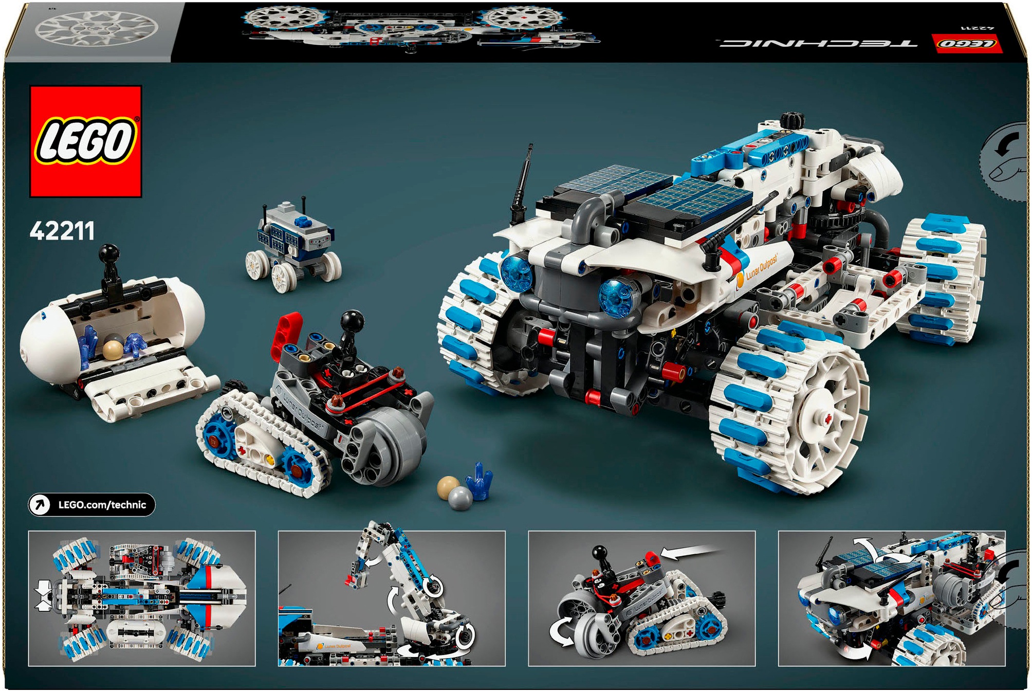 LEGO® Konstruktionsspielsteine »Lunar Outpost Mondrover-Raumfahrzeug (42211), LEGO Technic« Made in Europe