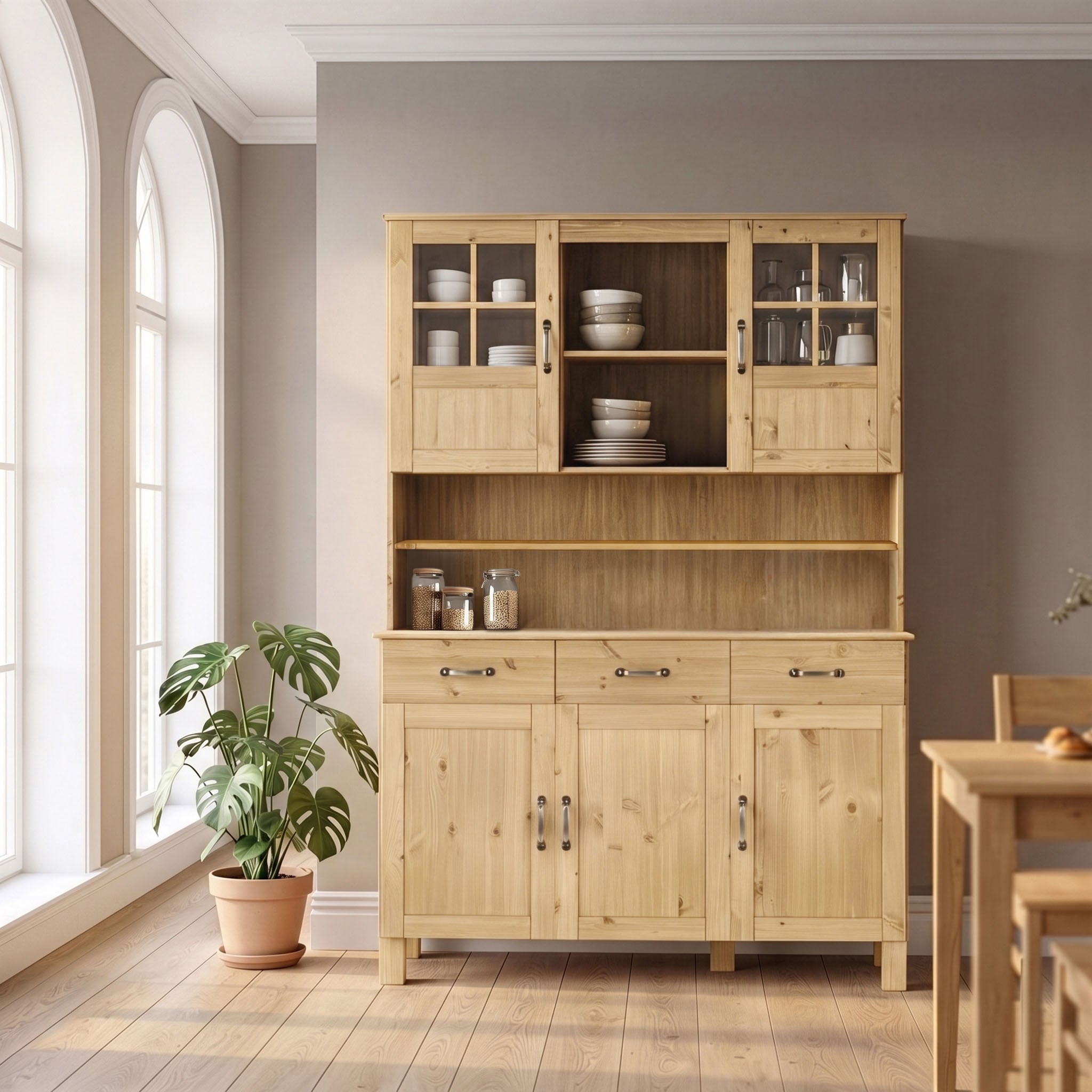 Home affaire Buffet de cuisine »Alby« Largeur 125 cm, 2 portes vitrées, 2 tiroirs
