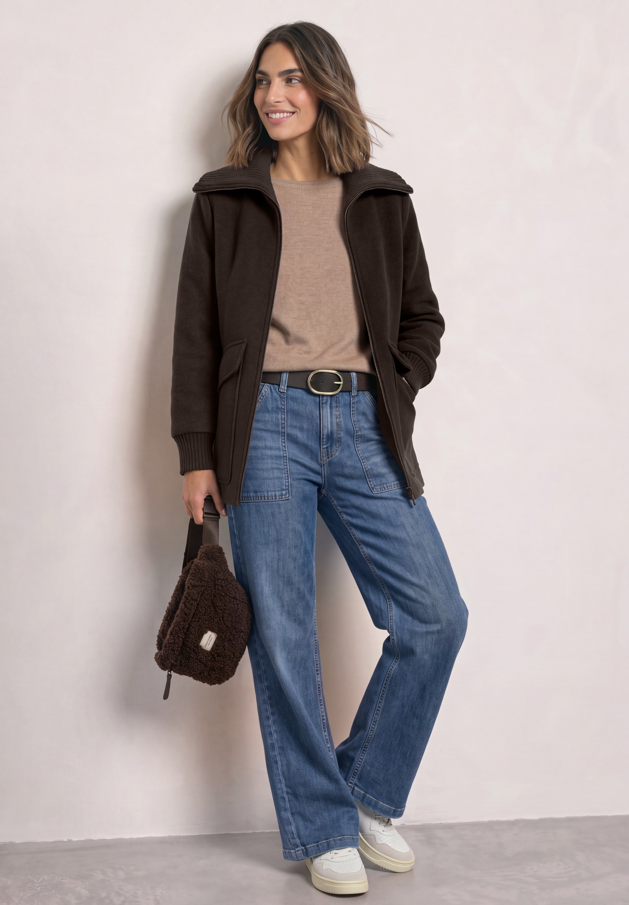 STREET ONE Manteau d'hiver wärmend mit Wollanteil, hoher Stehkragen