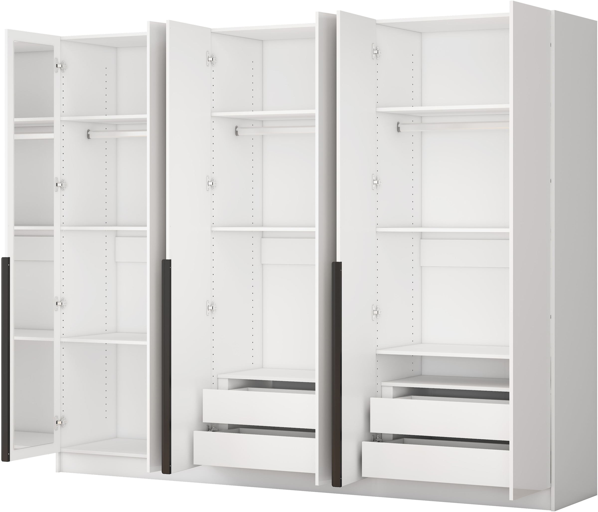 GOODproduct Kleiderschrank »Annor Schlafzimmerschrank Breite 242cm hochglanz Schrank Garderobe« Drehtürenschrank mit perfekter Innenausstattung - elegante Türgriffe
