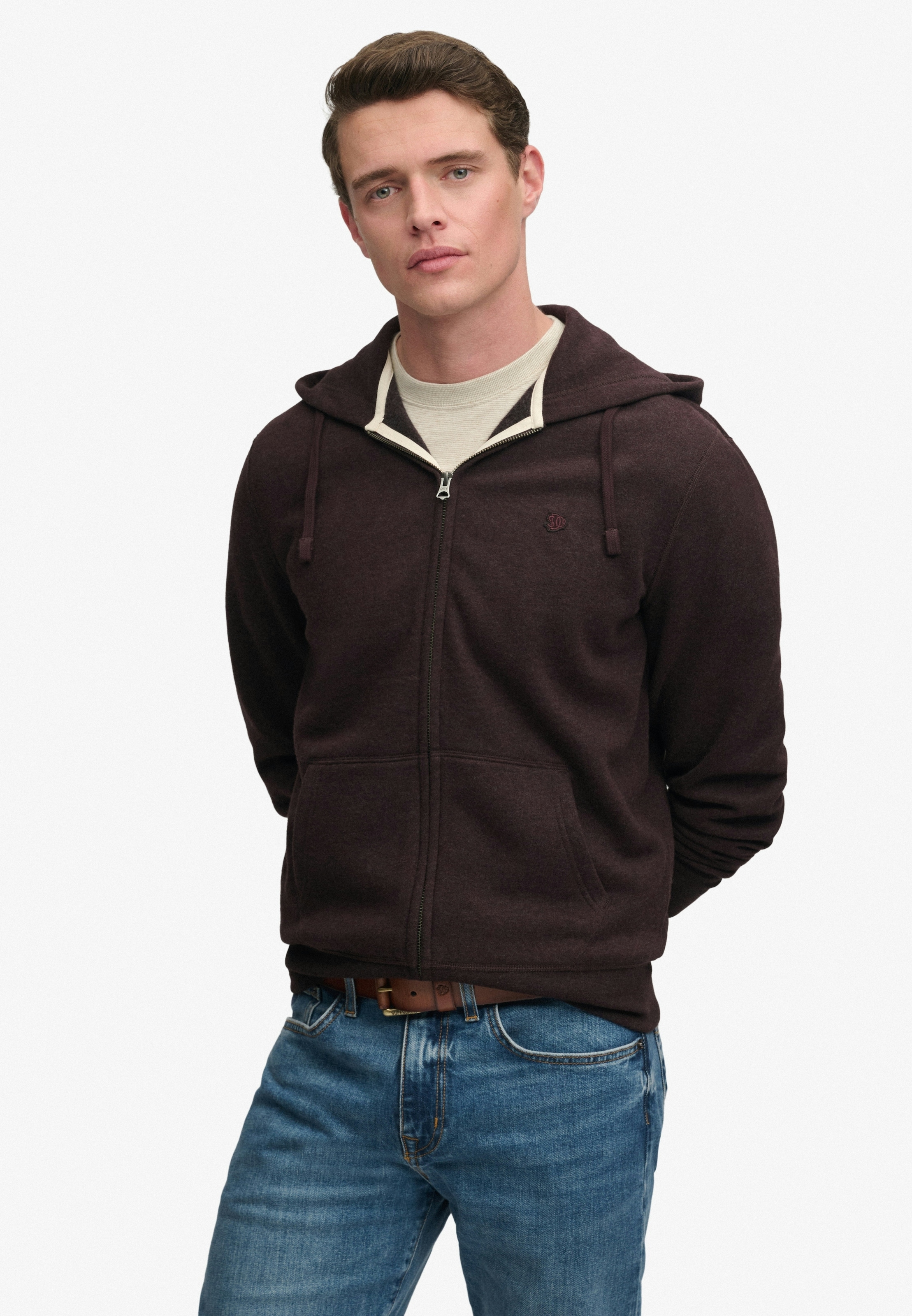Superdry »ESSENTIAL SDCO LOGO ZIPHOOD« mélange coton, coupe régulière