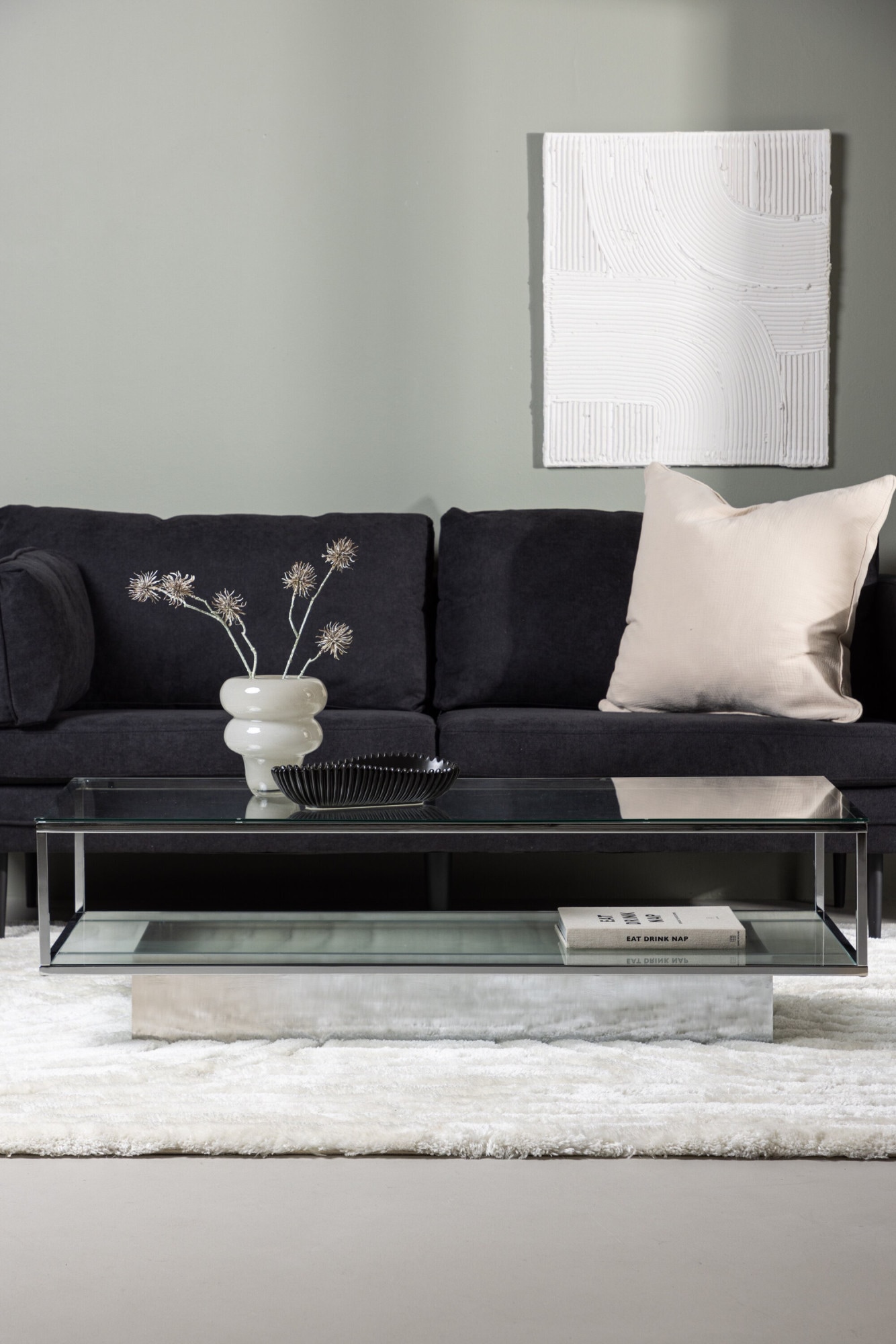 Venture Home Table basse »Maglehem, rechteckiger Couchtisch mit Glasplatte, 130 × 60 cm« Table basse, verre, acier, mince, moderne, noble