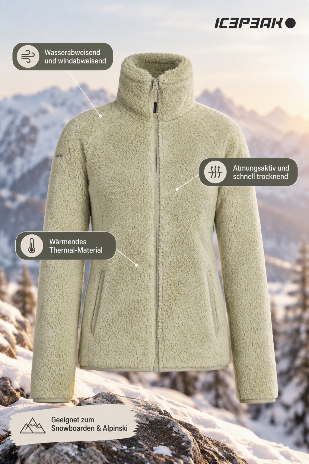 Icepeak Veste polaire »ICEPEAK LOMA JR« pour enfants, déperlant, coupe-vent, respirant, chauffant
