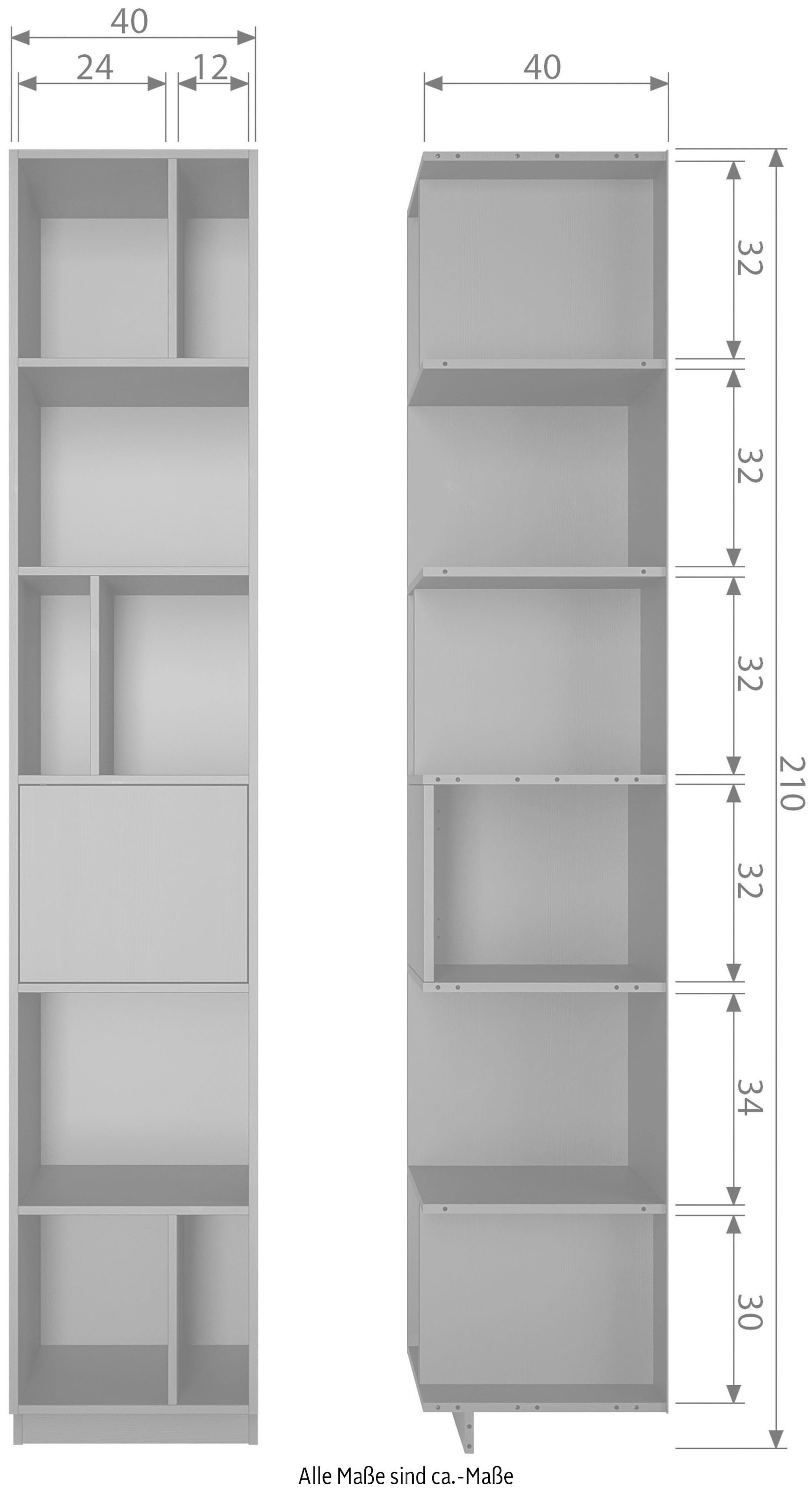 WOOOD Étagère à livres »Finca FSC®-Kiefernholz mit Druckmechanismus H 210 x B 40 x T 40 cm« capacité de charge 10 kg par étagère, aspect flottant, facile à monter
