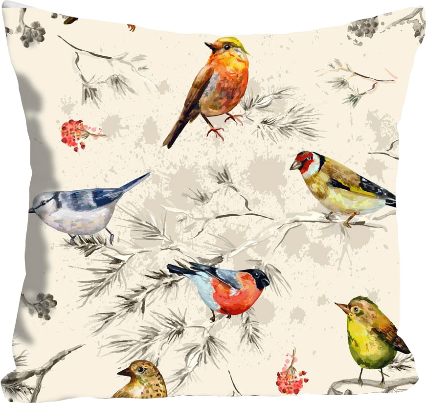 queence Coussin décoratif »Jay« mit vielen bunten Vögeln