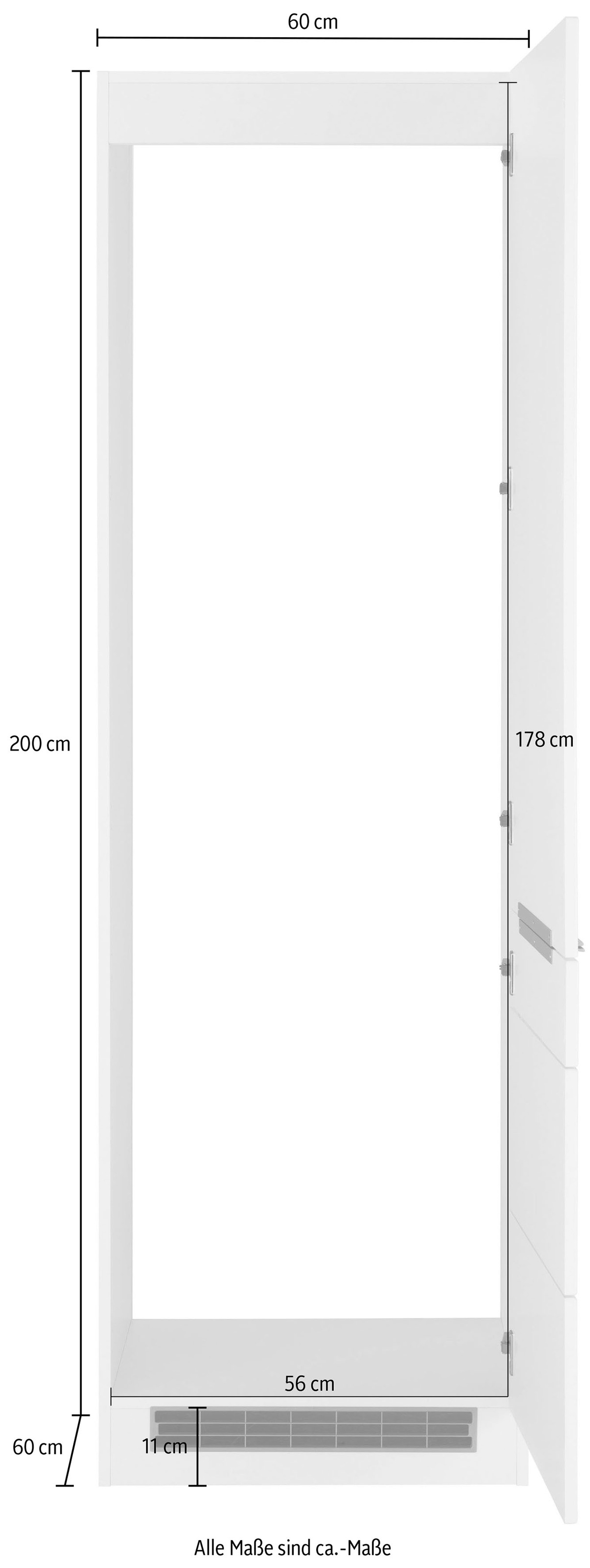 KOCHSTATION Armoire réfrigérée encastrable »KS-Brindisi« 60 cm de large, 200 cm de haut, façades MDF de haute qualité