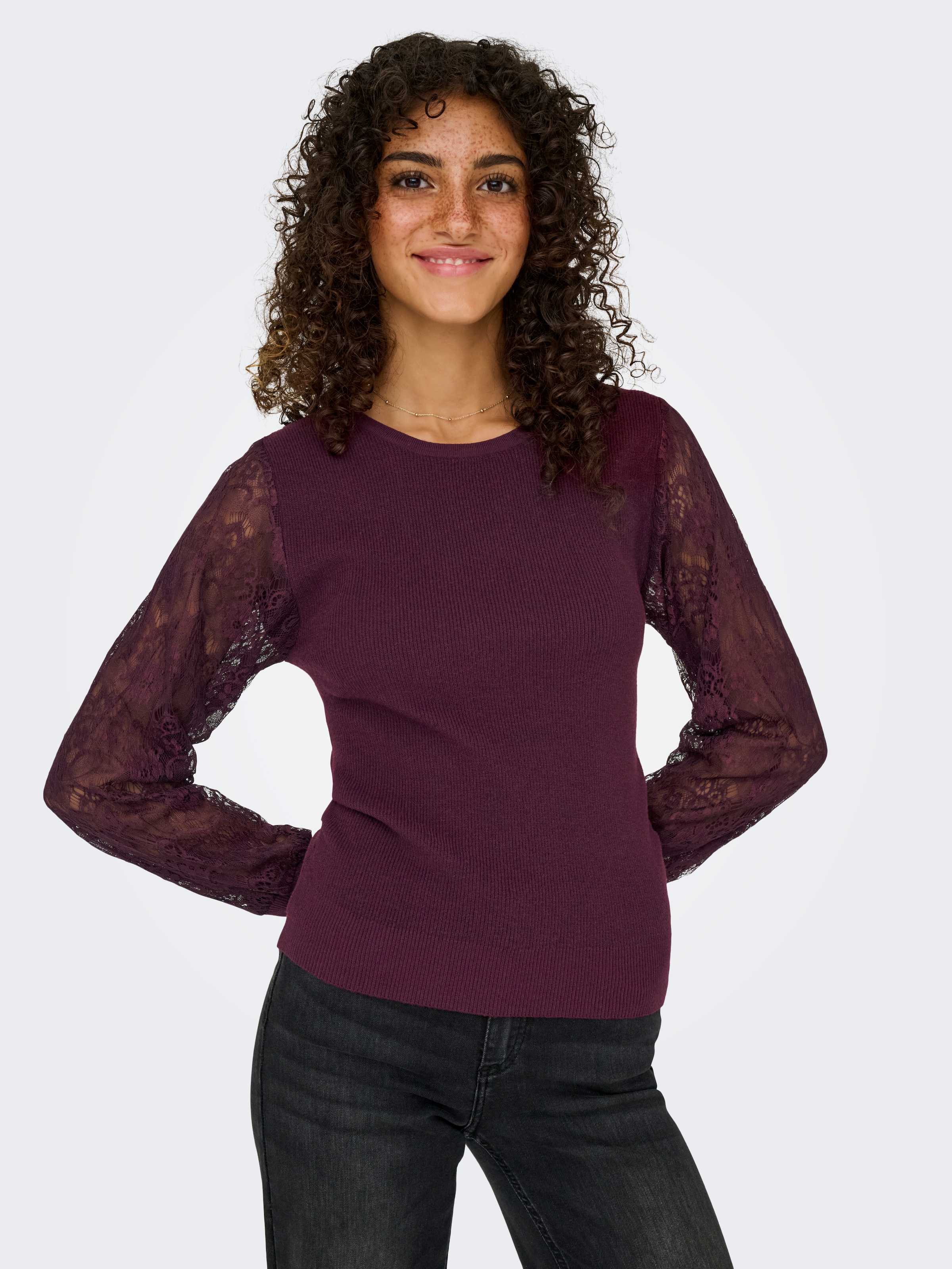 ONLY Rundhalspullover »ONLPERRY LIFE LS MIX O-NECK KNT«