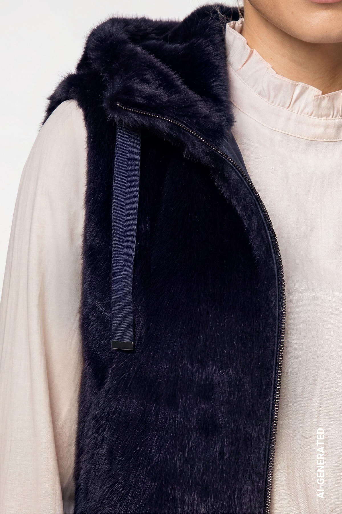 Monari Gilet en imitation fourrure »Weste Basic fake fur« coupe régulière avec col montant