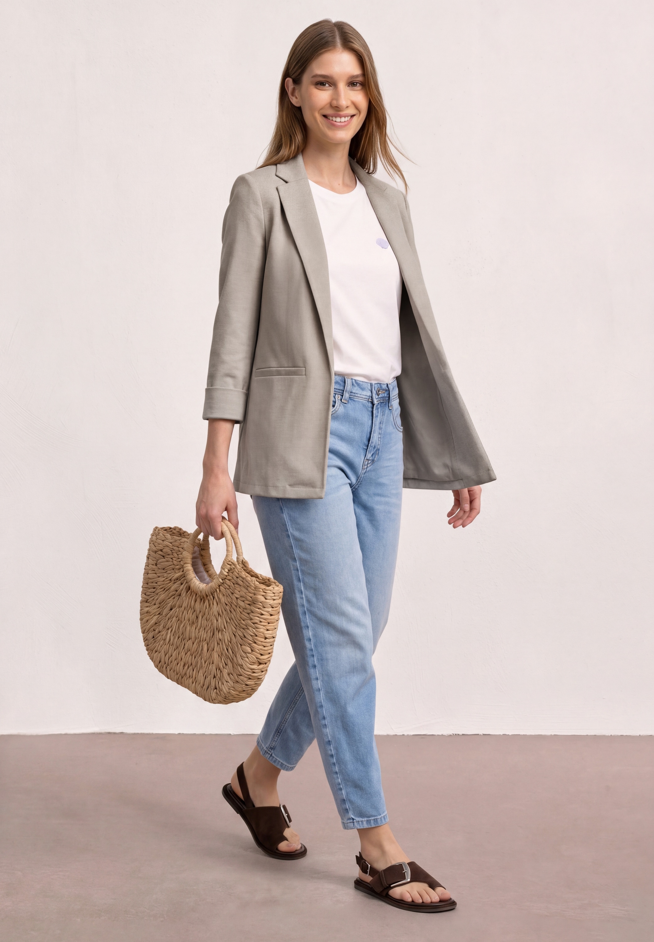 STREET ONE Veste blazer coupe longue et ouverte