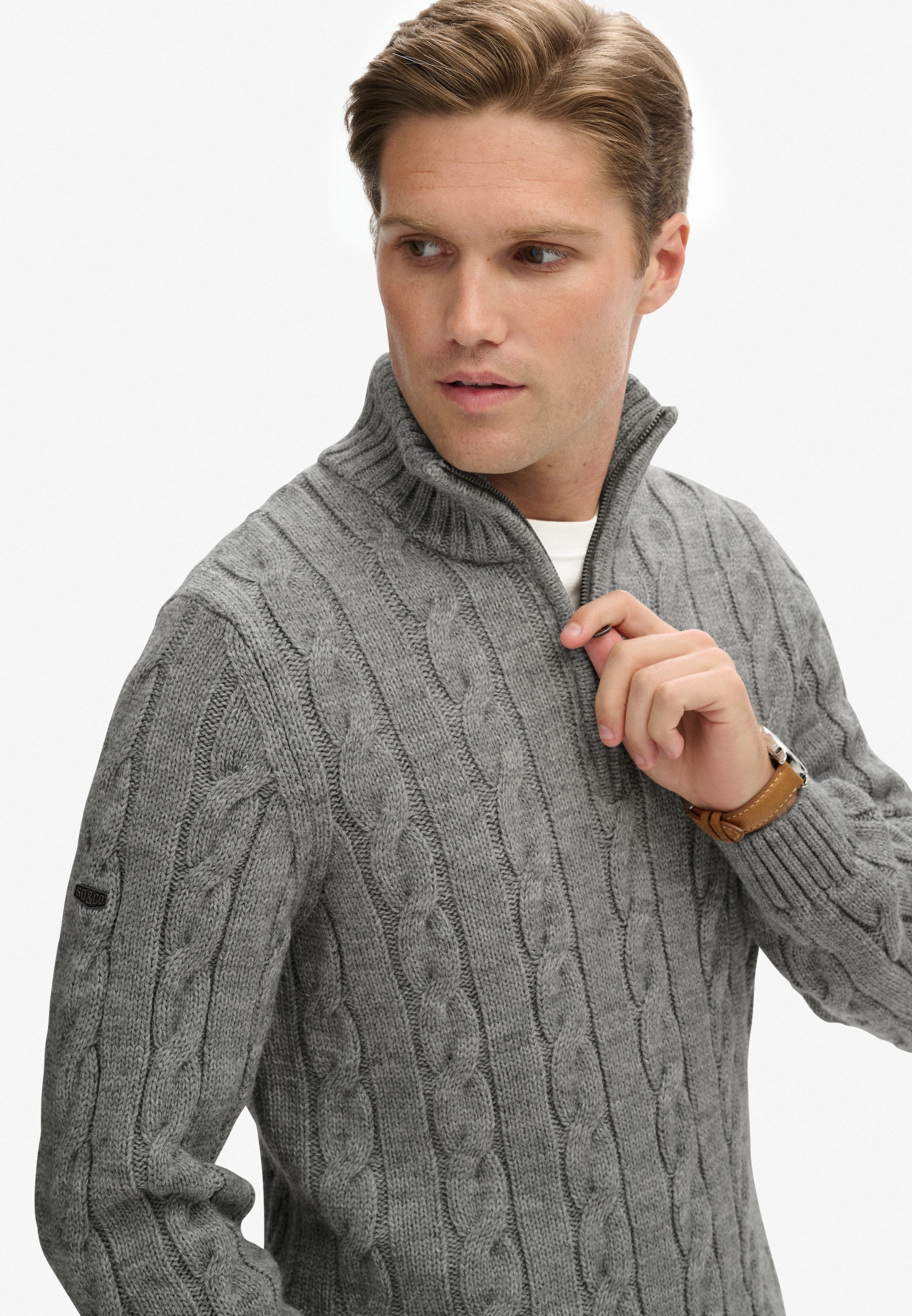 Superdry Pull en tricot »JACOB CABLE KNIT HALF ZIP«