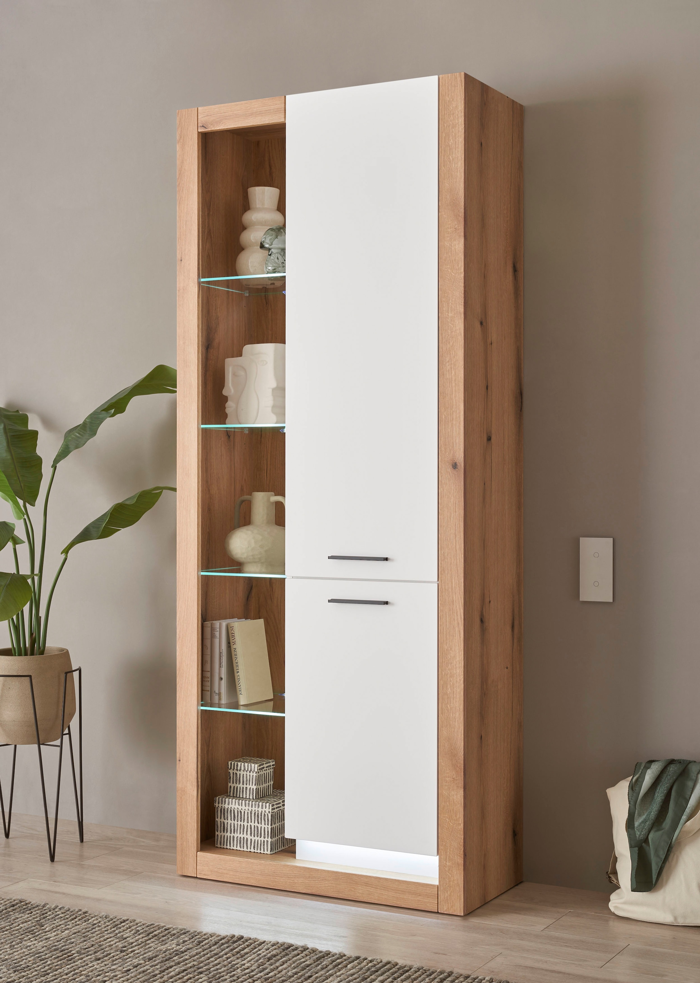 Home affaire Meuble mural »Brixen, moderne Anbauwand, Wohnzimmer-Set, Eiche Evoke Dekor mit Weiss« Set, 3 cuis tlg.