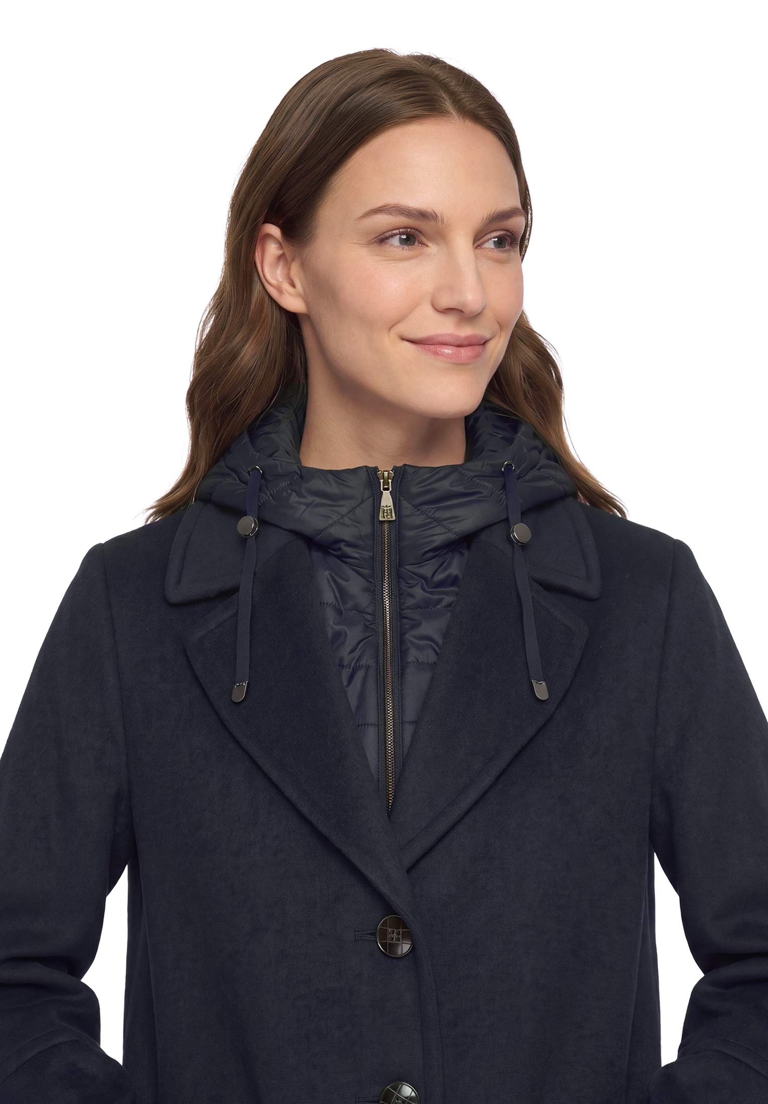 Gil Bret Wolljacke mit Kapuze mit Reverskragen und Steppkapuze