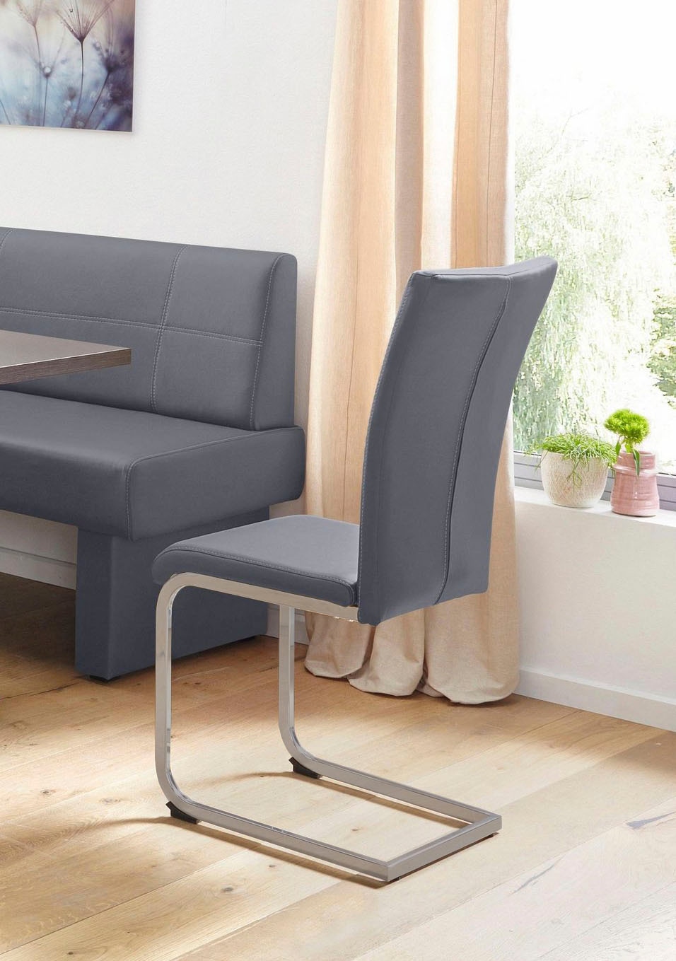 Home affaire Freischwinger »Nils« (Set) 2 Stk.Stuhl belastbar bis 120 Kg, Gestell Metall im Chrom-Look oder Schwarz