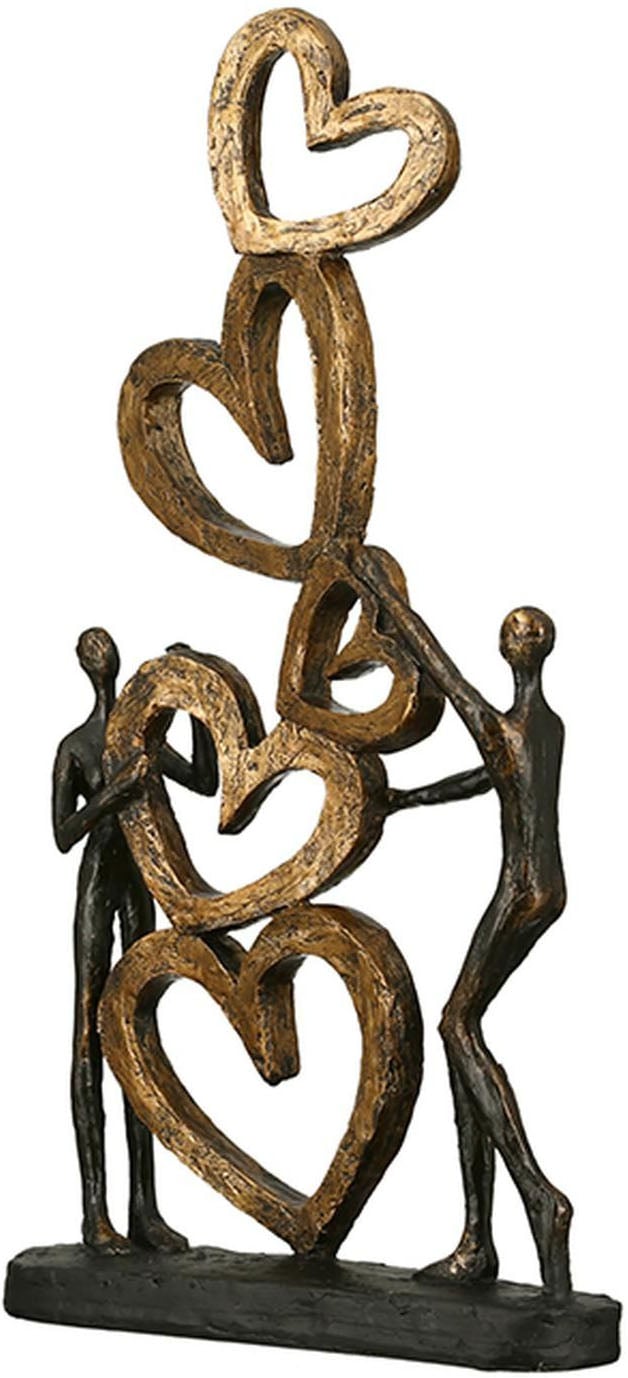 Casablanca by Gilde Dekofigur »Skulptur Herz auf Herz, gold/schwarz« Dekoobjekt, Höhe 41, Wohnzimmer
