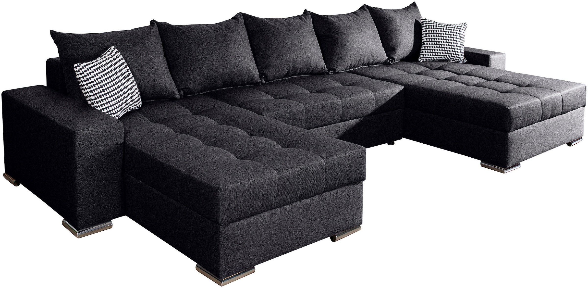 COLLECTION AB Paysage de salon »Josy XXL U-Form, B: 333 cm, mit 2 Recamieren 77 & 97 cm« Bettfunktion, Bettkasten & 2 Zierkissen, Federkern