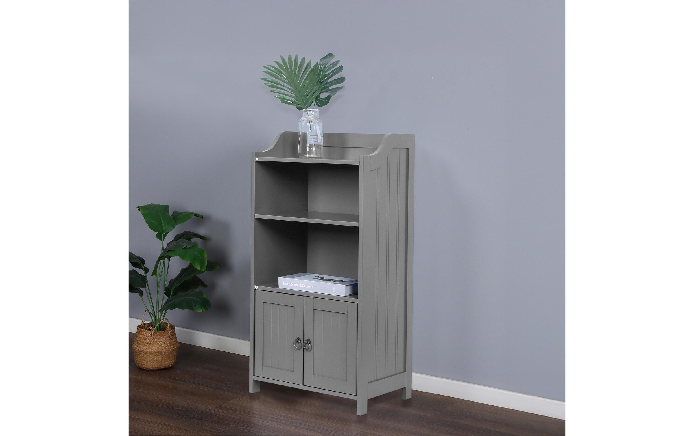 relaxdays Étagère de salle de bain »40.5 x 86 cm« Schmaler Badezimmerschrank mit Ablagen und Türfach