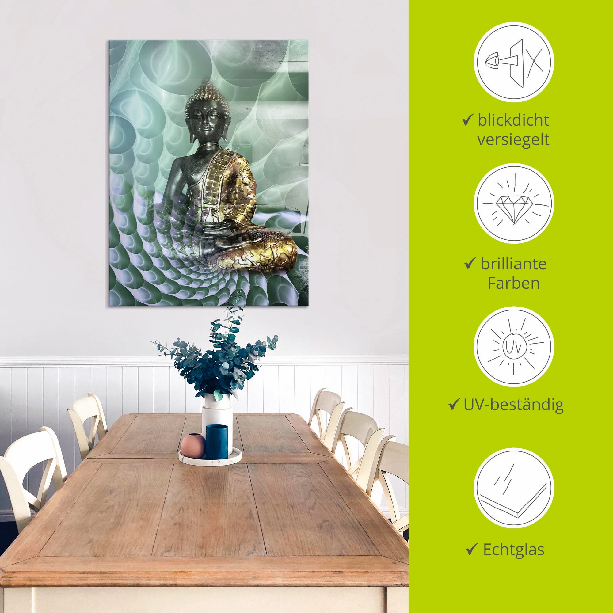 Artland Glasbild »Buddhas Traumwelt CB« Religion 1 Stk. tlg. in verschiedenen Grössen