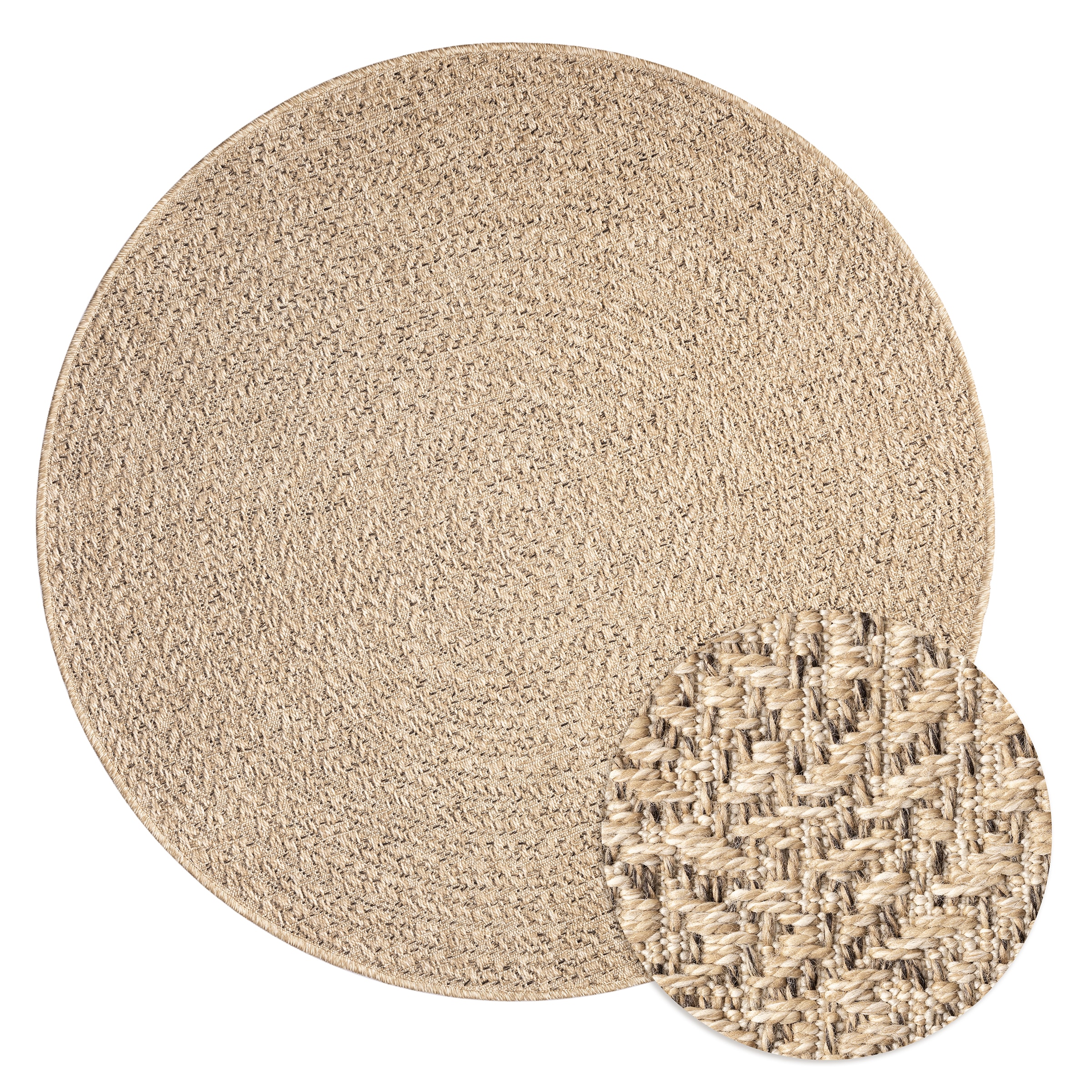 merinos Teppich »Kenzy« rund 10 mm Höhe robuster In- und Outdoor Teppich im natürlichen Jute-Look, wetterfest