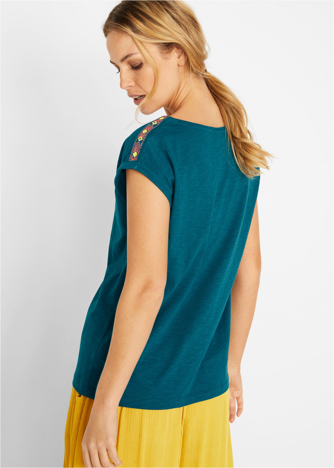 bonprix T-shirt bequeme Passform, überschnittene Schultern, reine Baumwolle