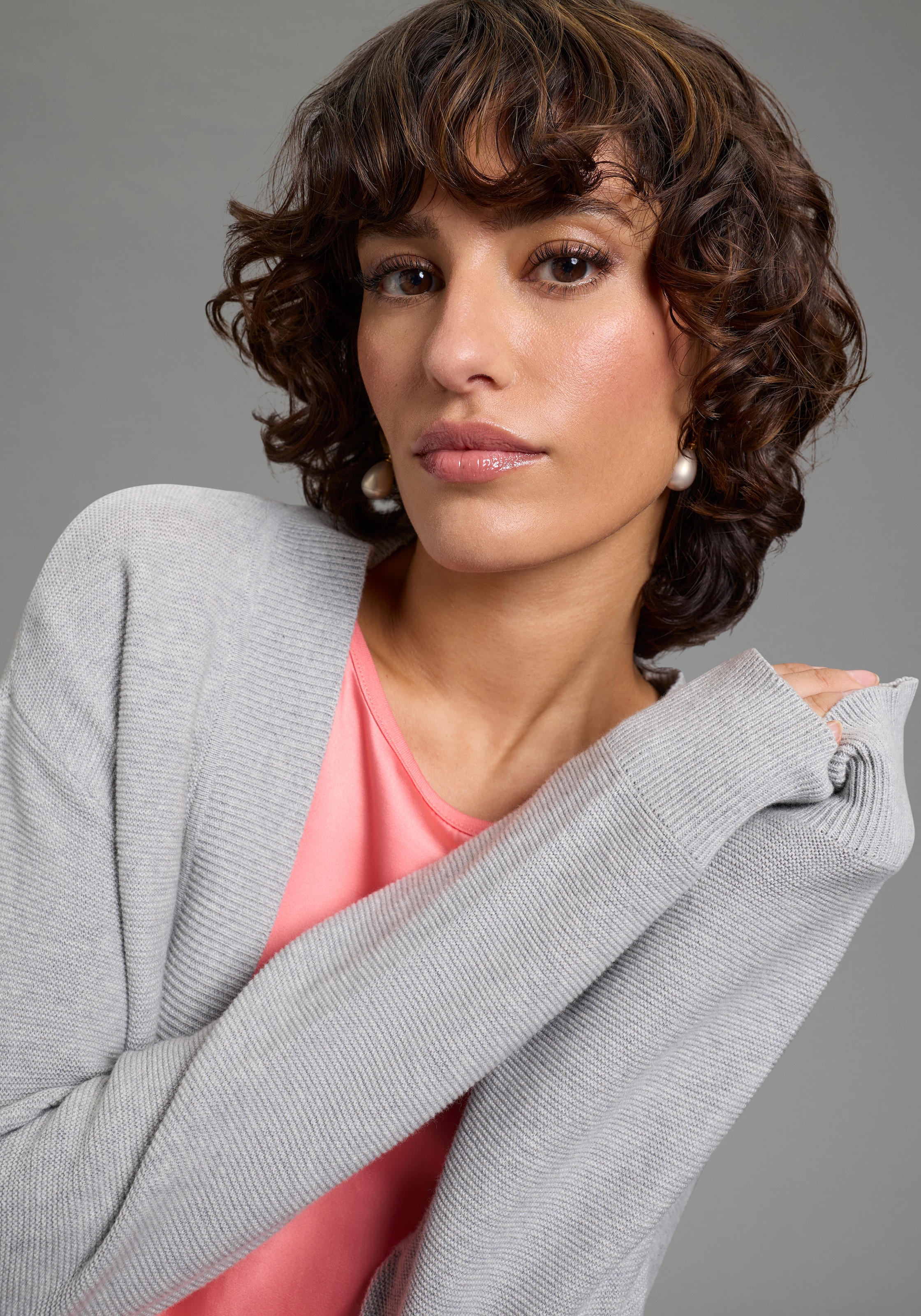 Laura Scott Veste en tricot Feinstrick - perfekt für den Übergang im Ottoman Ripp mit Taschen