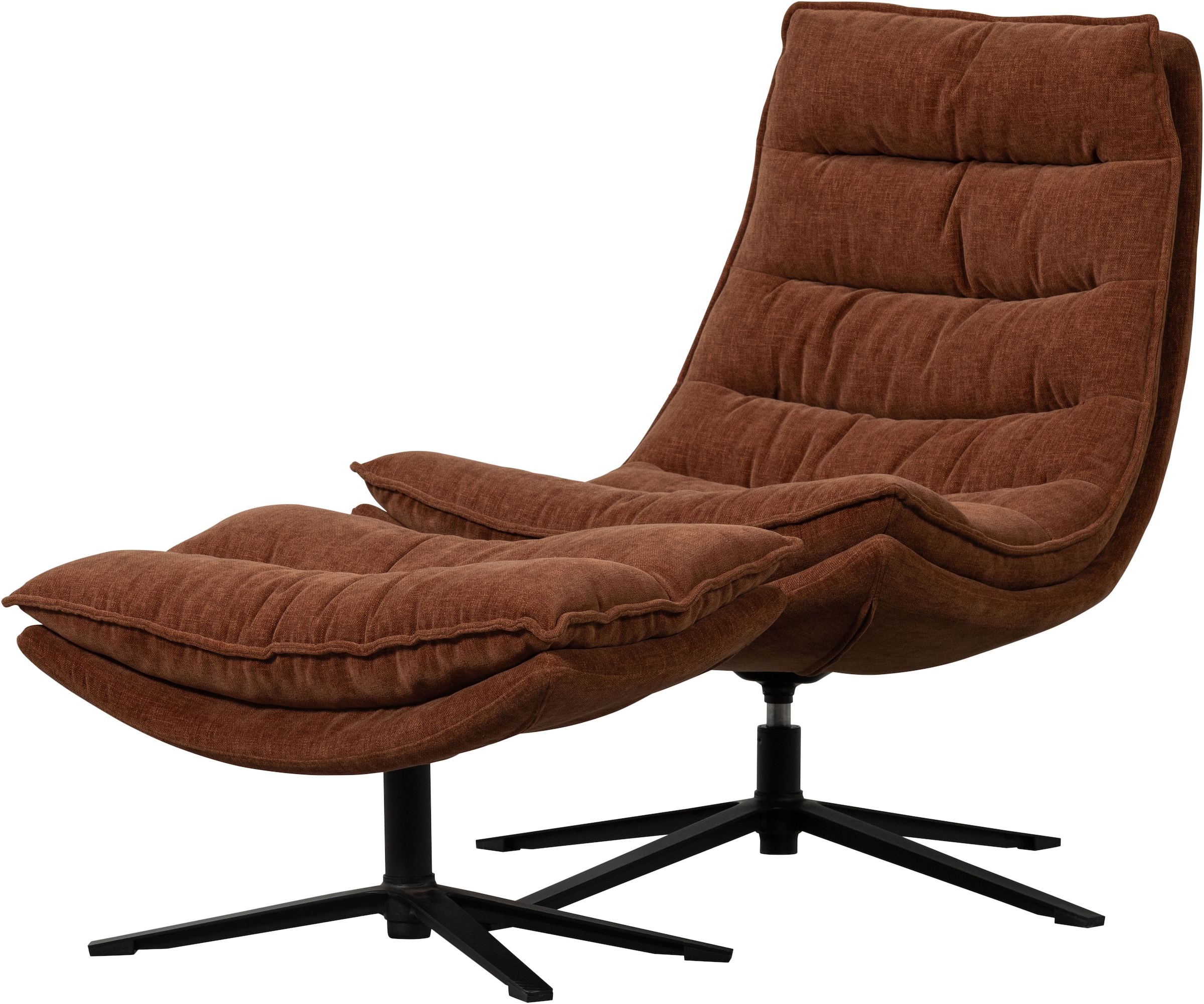 WOOOD Fauteuil pivotant »Kube mit Drehmechanismus inkl. Hocker B 74 x T 89 x H 100 cm« revêtement Newt-Chenille, haute résistance à l'usure, capacité de charge 120 kg