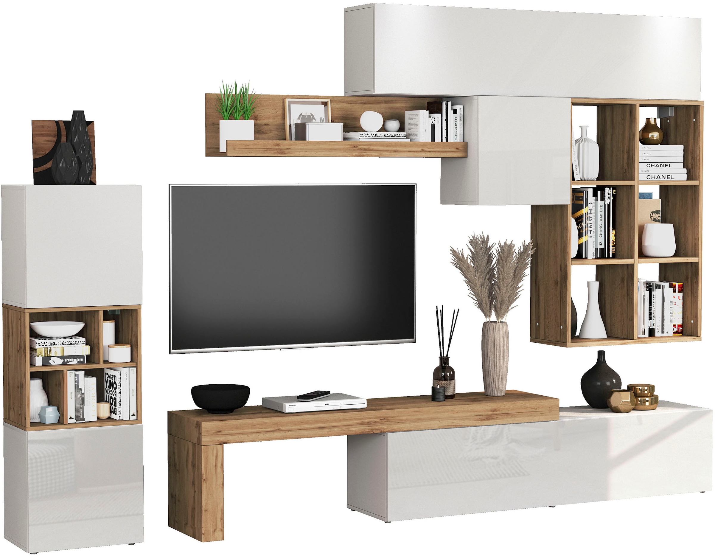 GOODproduct Wohnwand »Chronos Wohnwand, Medienwand, 8-er set« 8 Stk. tlg.