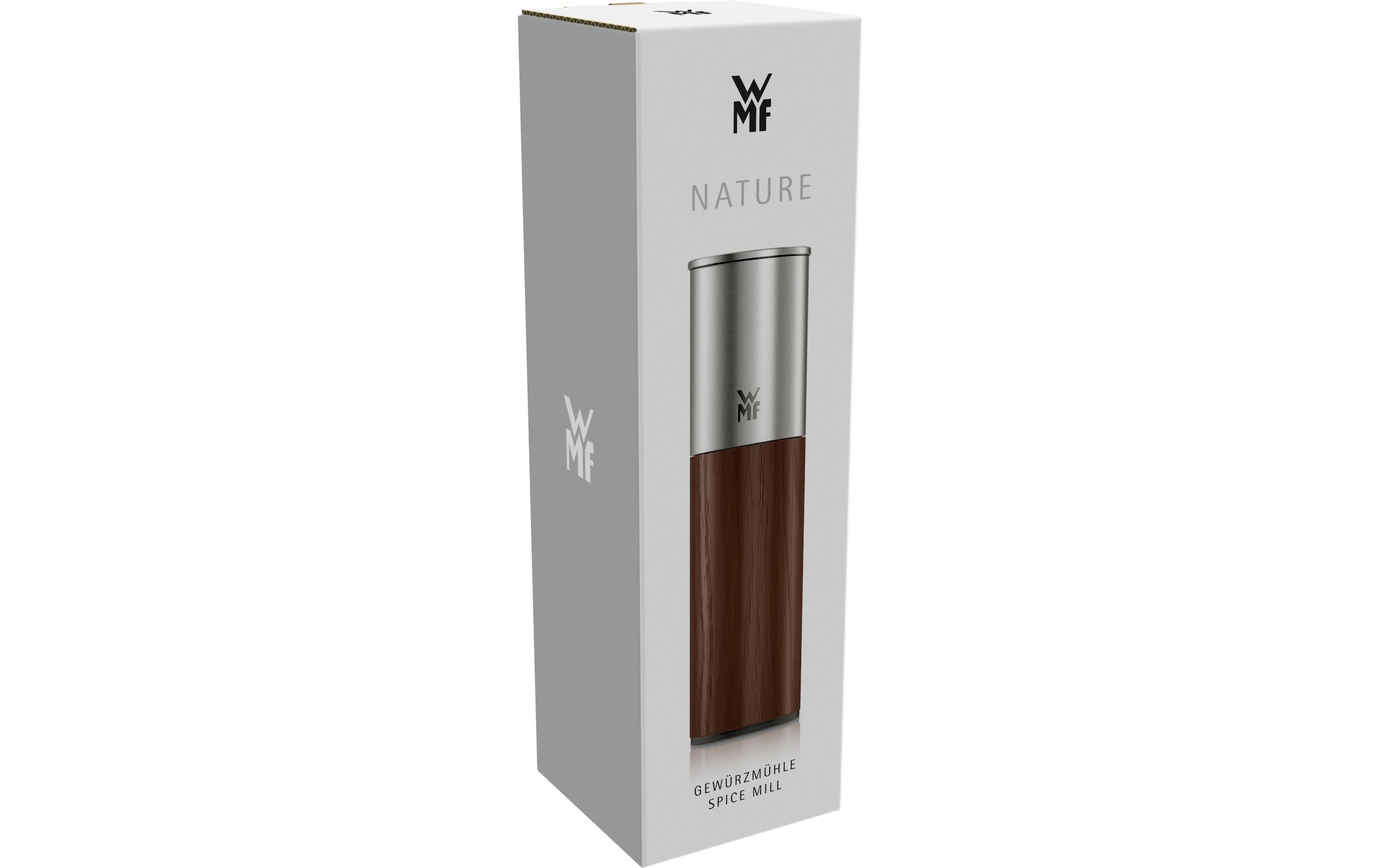 WMF Gewürzmühle »Nature Pro Edelstahl« Keramikmahlwerk, einstellbarer Mahlgrad, Aromaschutzdeckel, Holz