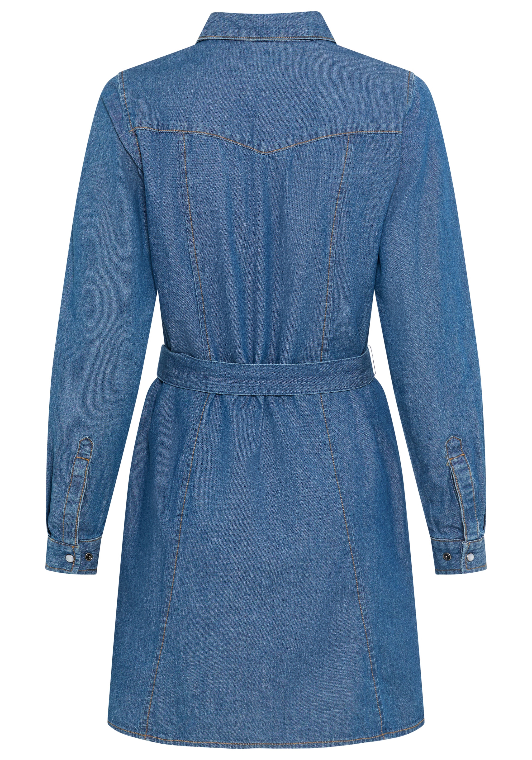 Tamaris Robe en jean »aus Baumwoll-Denim mit praktischen Taschen« Poches poitrine | Poches à rabat avec col chemise, coupe ajustée
