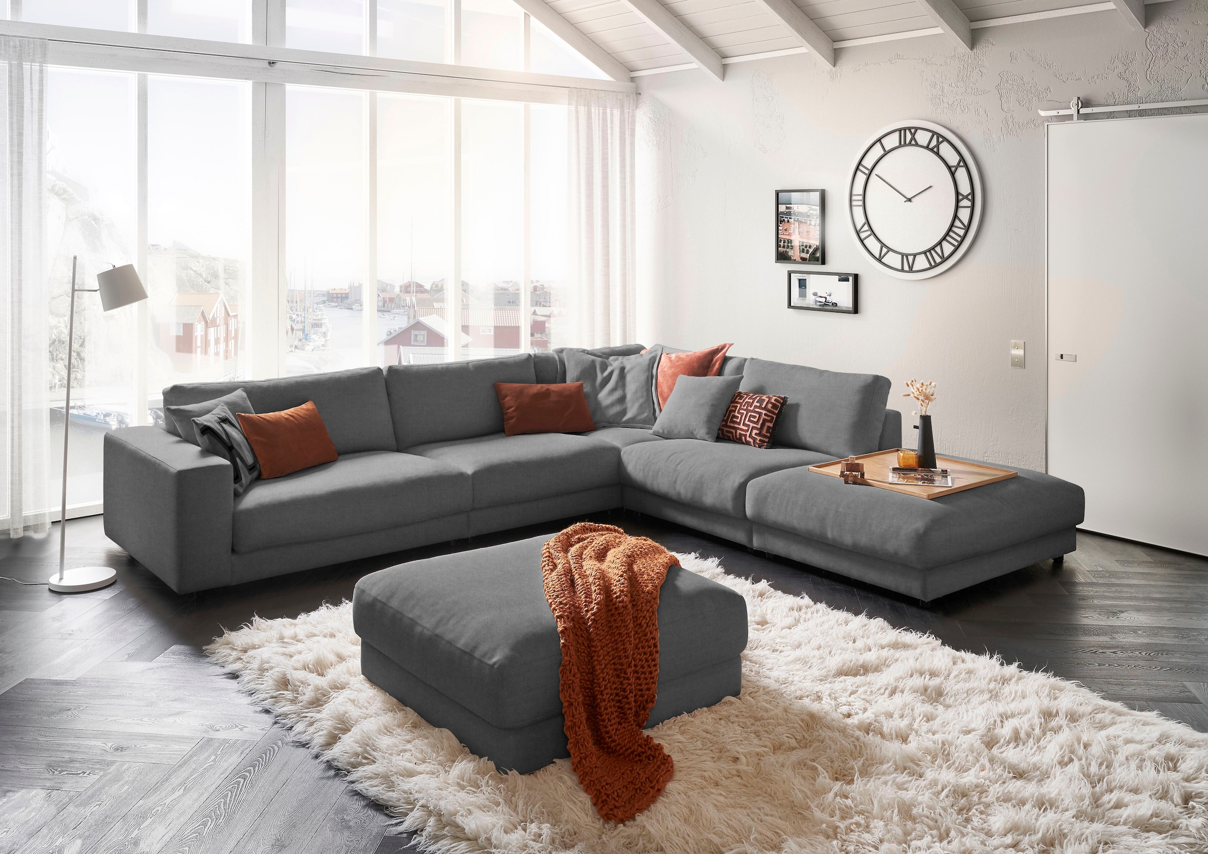 3C Candy Canapé d'angle »Enisa II, bequem und komfortabel, grosses Familiensofa, L-Form« incl. 3 coussins volants, au choix avec housse anti-taches Easy care