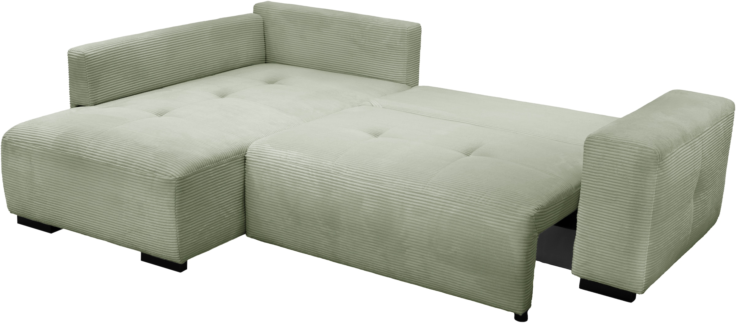 exxpo - sofa fashion Ecksofa »Arpino, elegant & bequem, Ottomane beidseitig montierbar, L-Form« Breite 243cm, komfortable Wellenunterfederung,  moderner Cord Bezug