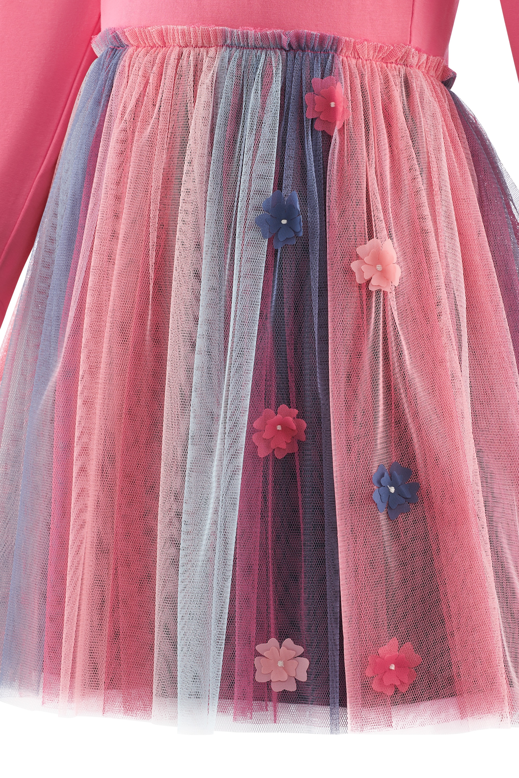 happy girls Robe en jersey mélange de coton, applications de fleurs